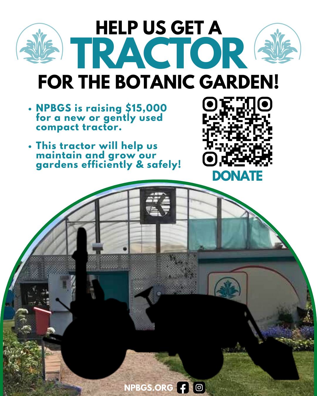 Help NPBGS reach this fundraising goal! 🚜🪻 We’re raising funds for a compact tractor to support the gardeners and volunteers behind our beautiful gardens. They work hard throughout the warm months and this tractor will make their work safer and easier! Every donation is greatly appreciated. Donations can be made at upcoming events or on our Fundraiser webpage: https://www.npbgs.org/tractor-fundraiser
#Fundraiser #Tractor #Gardening #Fargo #FargoMoorhead #BotanicGardens