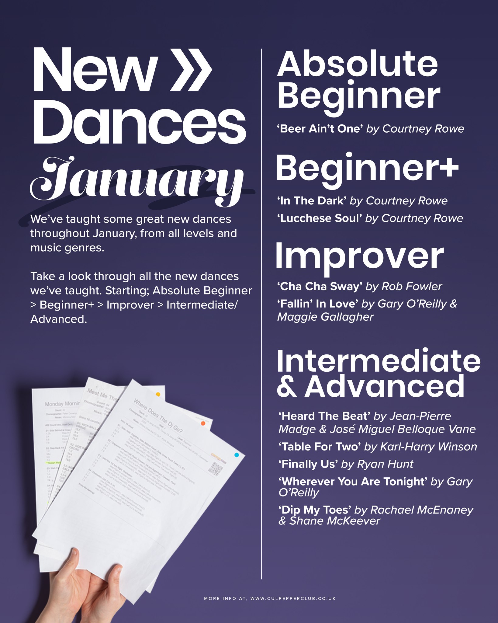 There have been some great new dances that we've taught throughout January, take a look below. Tell us what your favourites have been.
Find out more about the dances we've taught at our website - link in bio.
#culpeppersuk #culpeppersuk #linedance #linedancing #dance #danceclass #basildon #essex