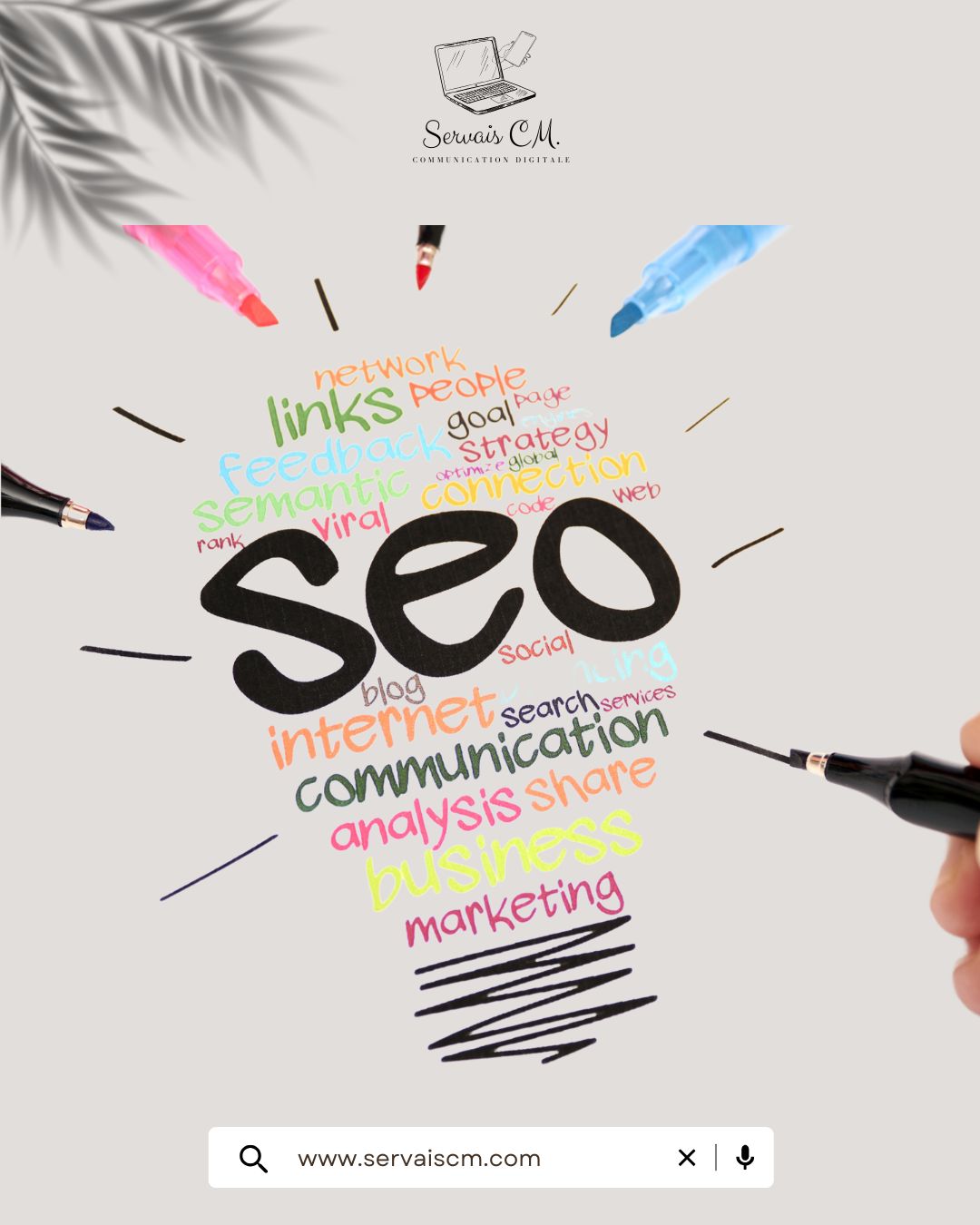 🔍💡 Optimisez Votre Présence en Ligne avec Notre Audit SEO Gratuit ! 🚀🌐
Chez Servais CM, nous comprenons l'importance d'une visibilité en ligne maximale. Obtenez un rapport détaillé sur la performance SEO de votre site, identifiez les opportunités d'amélioration et positionnez-vous en tête des résultats de recherche.
🔍 Ce que Comprend Notre Audit SEO Gratuit :
📊 Analyse Complète : Examen approfondi de la structure technique de votre site.
🎯 Mots Clés Pertinents : Identification des opportunités pour cibler votre audience.
📈 Recommandations Personnalisées : Des stratégies pour renforcer votre présence en ligne.
💬 Contactez-nous pour obtenir votre audit SEO gratuit et propulsez votre site vers de nouveaux sommets ! 💬🚀
#AuditSEO #OptimisationEnLigne #PositionnementSurGoogle #ServaisCM 🔍💻