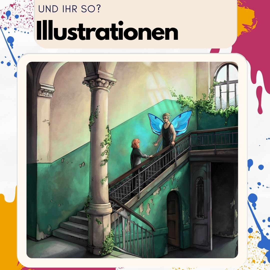 Wie steht ihr eigentlich zu Illustrationen? Ich hab damals ganz vergessen euch die zu zeigen, die @meltramdraws für mich für "Fate of a Fay" gemalt hat zu zeigen. Oder na ja, hier seht ihr einen Teil davon ;) Die ganze gibts als Postkarte zu Messen ;)