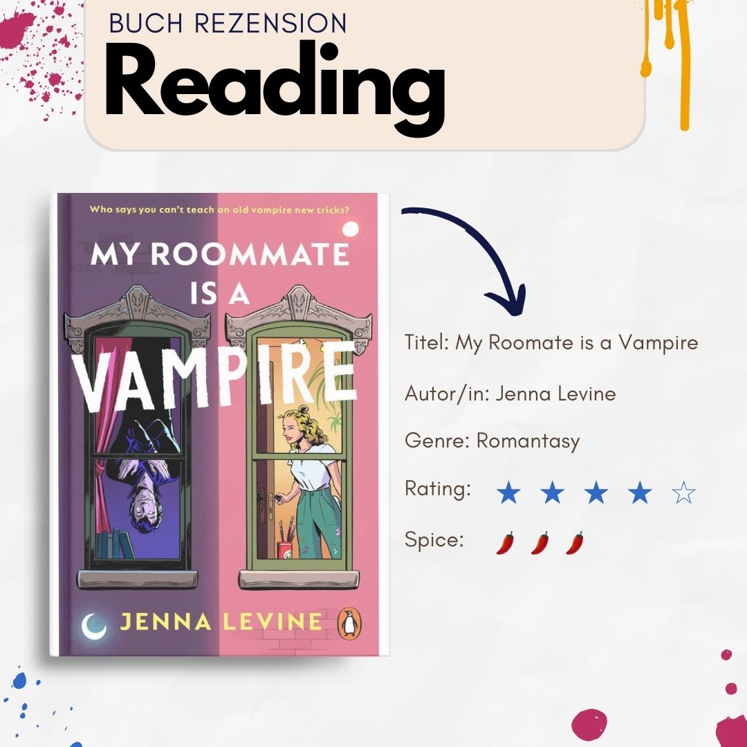 Ich hatte es in meinem vorherigen Post ja schon angekündigt ich habe gerade ein Vampirbuch beendet gehabt und zwar "My Roommate is a Vampire" (verzeiht mir den Typo aufm Bild, es war schon recht spät, als ich das gebastelt hab :D).
Ich fands echt knuffig, vor allem da Frederick so herrlich aus der Zeit gefallen war :D Das hat die Beziehung zwischen ihm und Cassie total witzig für mich gemacht. Einzig schade fand ich, dass das Ende wieder so schrecklich abrupt kam. Ich finde, da hätte man sich etwas mehr Zeit lassen können :)