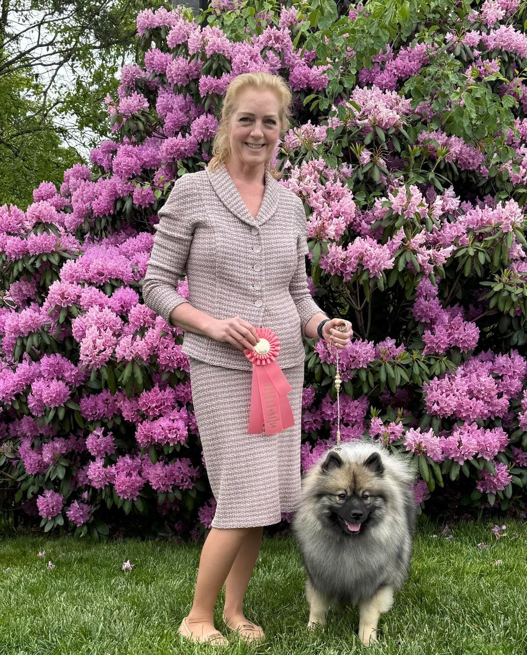 Salty won her futurity class at the Keeshond 2025 National! We had a great time taking a spin around the ring! #keeshondsofinstagram #peregrinekeeshond #keeshond #showkeeshond #dogshows