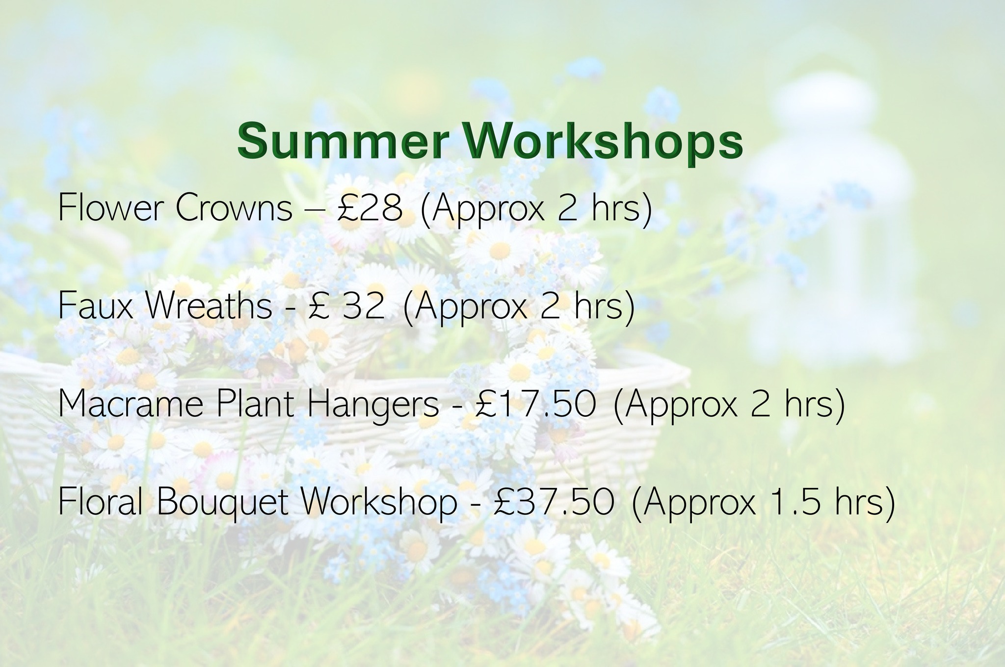 My Summer Workshop sessions are now available to book. Please pick your date and the activity you would like to do.
Sessions are for upto 6 people and are held in my home studio (weather permitting we can sit outside)
To book please message me
