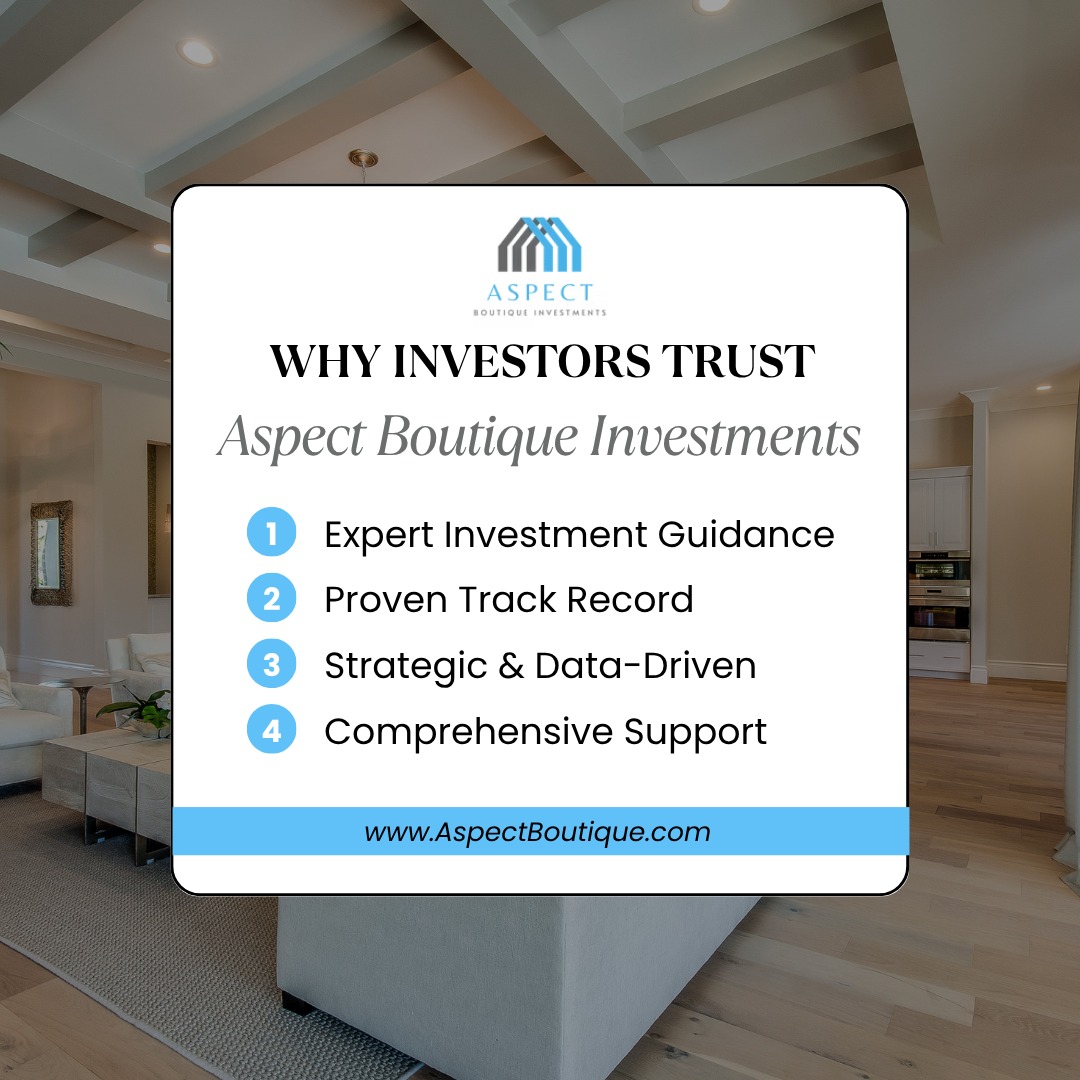 Trust isnât given â itâs earned.
At Aspect Boutique Investments, we guide every client with experience, strategy, and unwavering attention to detail.
From smart analysis to full-service support, weâre here to help you invest with clarity and confidence.
đ Click the link in our bio to learn more!
#AspectInvestments #SmartInvesting #RealEstateStrategy #InvestorFocused #PassiveIncome #WealthBuilding #BoutiqueInvesting