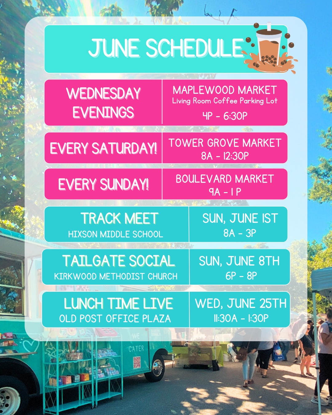 Our June schedule is officially here — peep the dates and come hang with us. ☀️✨
#stlbobatea #stltea #stlsmallbusiness