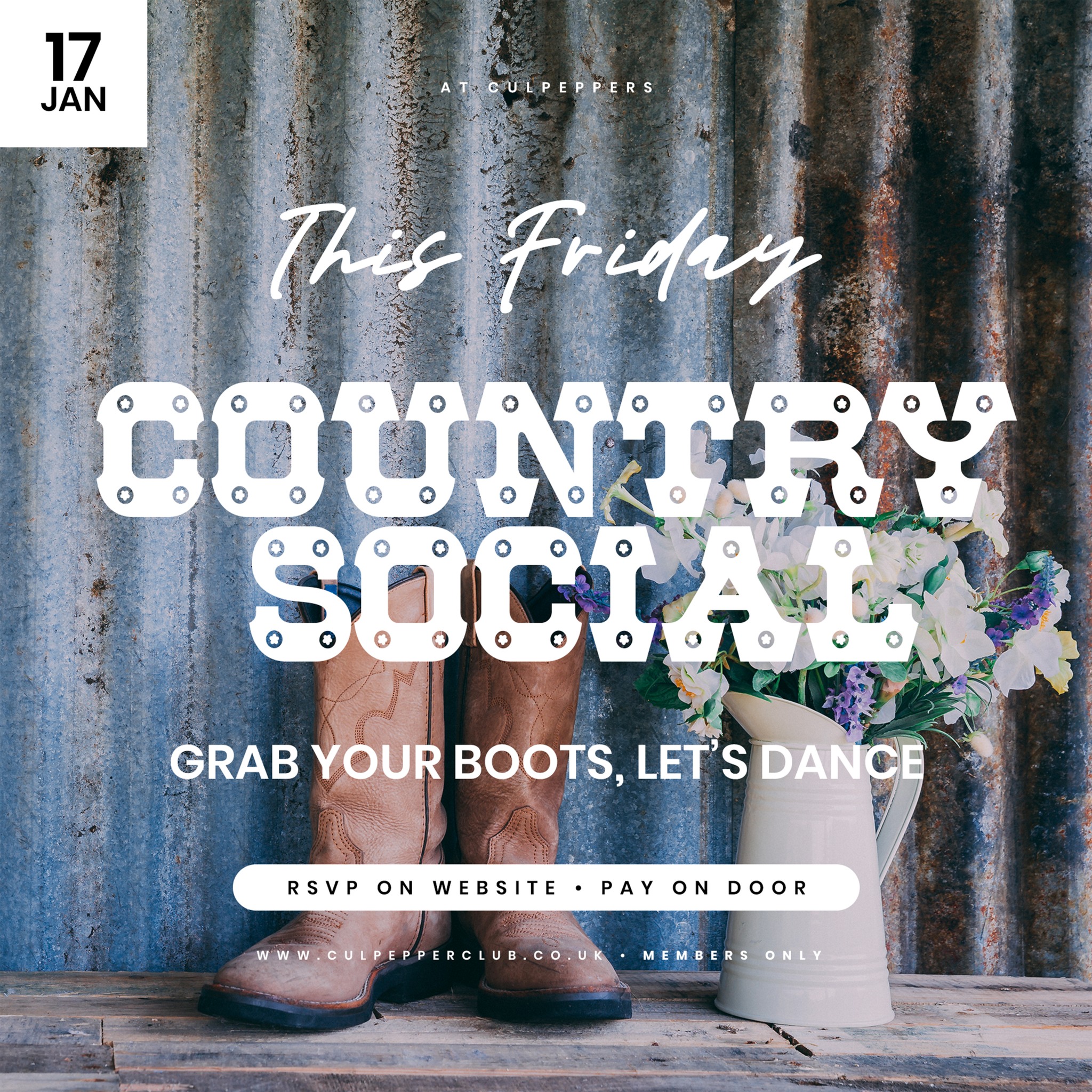 Join us this Friday (17th) with a Country Line Dance Social. RSVP via our website to guarantee entry, pay on door. Requests welcome. Doors 7:30pm • 8:00pm - 11:00pm. Members only.
RSVP today, visit our website - link in bio.
#culpeppersuk #culpepperclub #linedancing #linedance #dance #social #basildon #essex