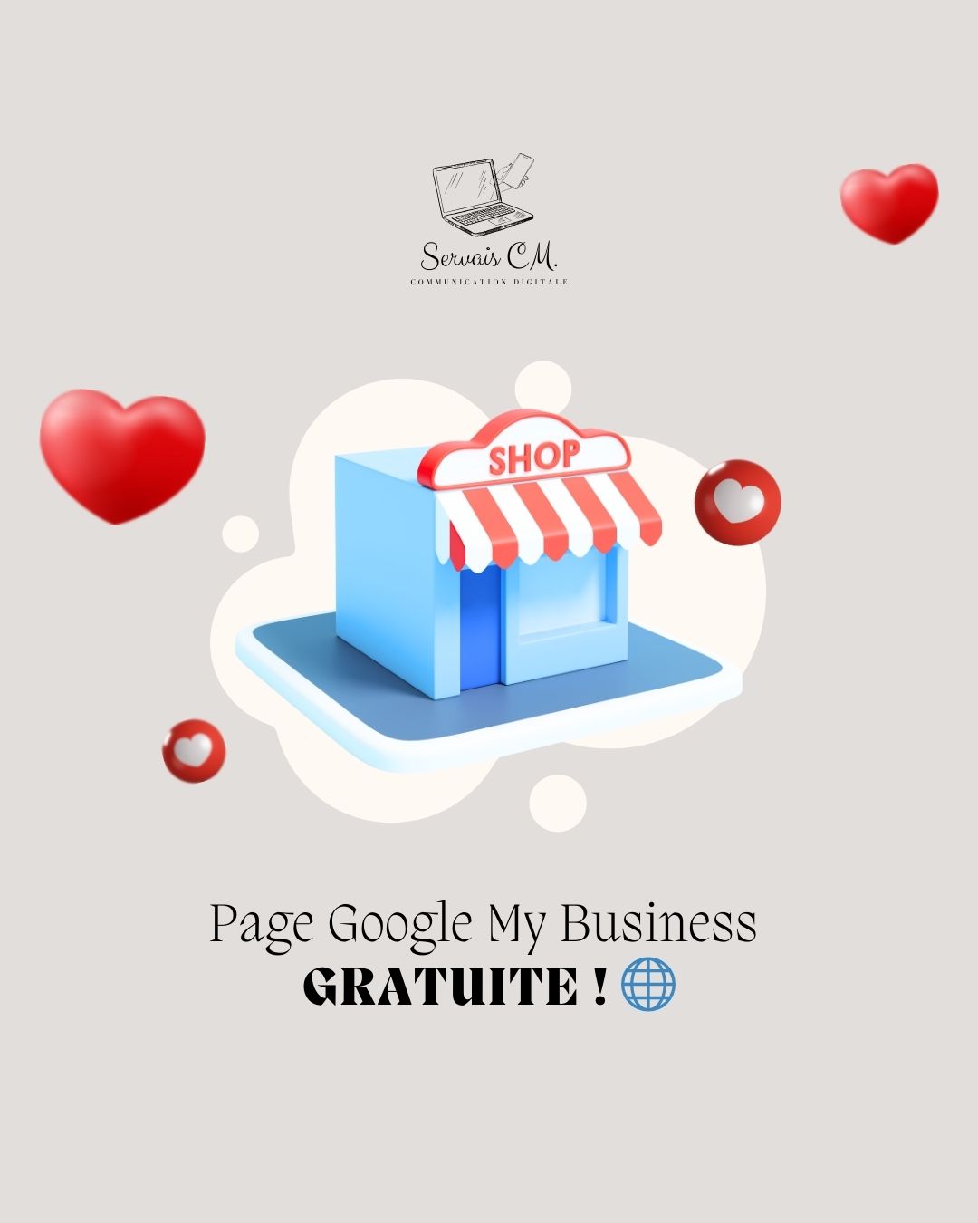 🎉✨ Page Google My Business avec Servais CM ! 🚀💼
Chez Servais CM, nous célébrons l'essor de votre présence en ligne en vous offrant une opportunité unique !
Une Page Google My Business personnalisée par nos experts GRATUITE
🌐 Comment Participer :
💬 Suivez notre Page Instagram
🚀 Partagez-nous les détails de votre activité et indiquez-nous si vous disposez d'un site internet.
🌟 Création et Optimisation d'une Page Google My Business par Servais CM.
Ne manquez pas cette chance de faire briller votre entreprise en ligne. 🌟🌐
#PageGoogleMyBusiness 🚀💖