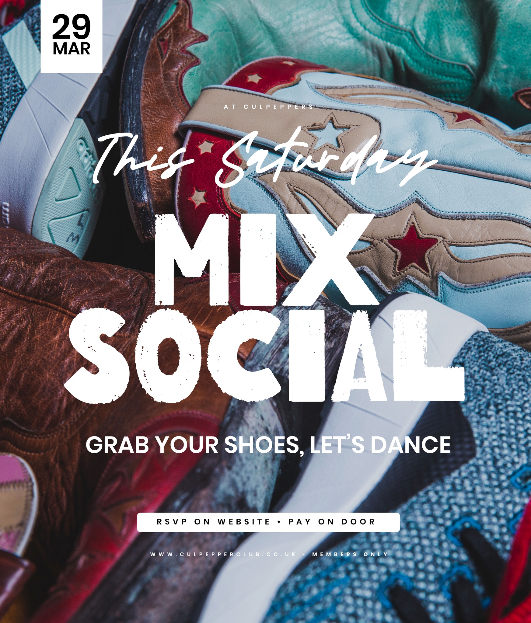 Join us this Saturday (29th) with a Mix Line Dance Social. RSVP via our website to guarantee entry, pay on door. Requests welcome. Doors 7:30pm • 8:00pm - 11:00pm. Members only.
RSVP today, visit our website - link in bio.
#culpeppersuk #culpepperclub #linedancing #linedance #dance #social #basildon #essex