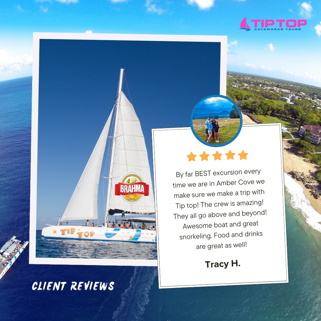 We're beyond grateful for your 5-star review! 🌟✨
It's an absolute pleasure to know that you enjoyed your time with Tip Top Catamaran. Your kind words motivate us to keep delivering unforgettable experiences on the water. We can't wait to have you back on board for more adventures. Thank you for being a part of our journey! 🌊🚤
#sailing #dominicanrepublic #travellovers #boats #divetravel #snorkeling #boat #ocean #islandlife #sea #bluesea