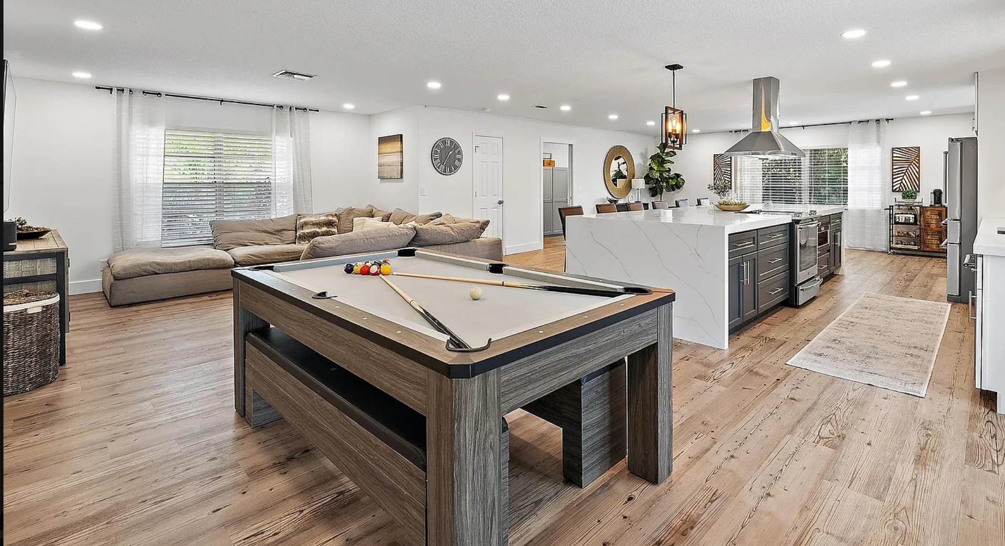 Open concept living at its best! Formal and casual dining, a HUGE island, RH cloud sectional and game table. This is the perfect home for family gatherings, play dates and an AirBNB. Message me for more info! #palmbeachstyle #palmbeachcounty #DecoratorMagic #DecorIdeas #palmbeachdesign #juplife #InteriorDesign #thefarms #DecorLovers #HomeDesign #HomeDecor #InteriorStyling #CoastalLiving #EternalSummer