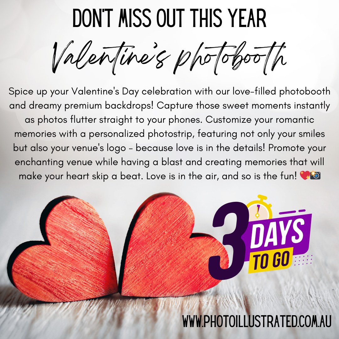 "Make Your Valentine's Event Unforgettable! ❤️✨
Don't miss out on the ultimate fun—our Photo Booth is the perfect way to capture memories with your loved ones! 📸💕
📌 Only 2 Left!
🎨 Custom-designed photo strips
📲 Instant image sharing for your guests
🎉 Unlimited fun & laughter
Book now before they’re gone! 💌💃"
www.photoillustrated.com.au
#BrisbaneEvents #BrisbaneParties #BrisbaneVenues #BrisbaneHire #BrisbanePhotobooth #photoillustrated #brisbanephotoboothhire #photoboothhirebrisbane #ValentinesEvent #LoveInBrisbane #CoupleGoals #EventFun #SnapShareSmile #PartyHire #EventPlanning #PartyTime #EventEntertainment #makememories #PhotoBoothHire #EventPhotobooth #PartyPhotobooth #PhotoboothFun #CaptureTheMoment