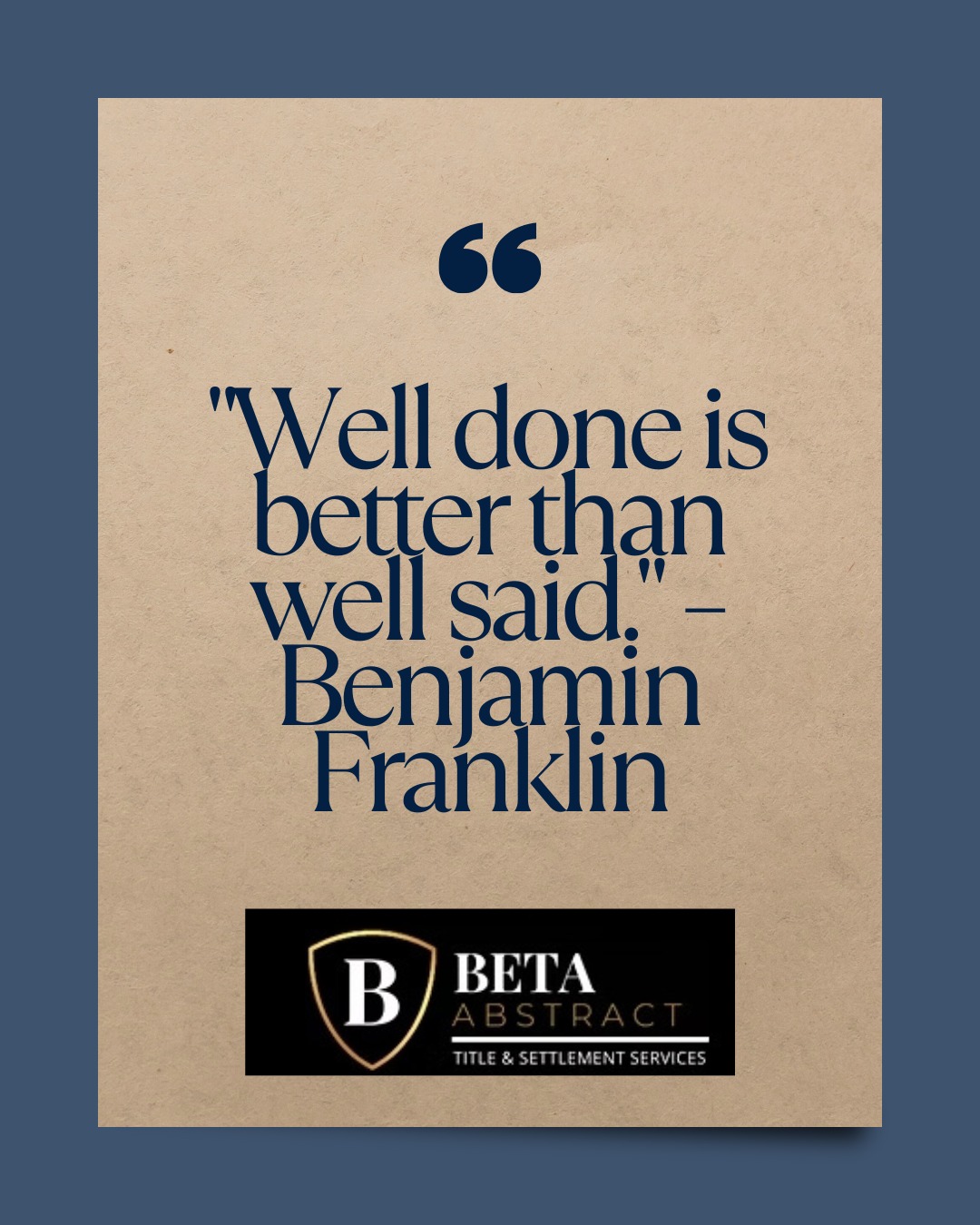 At Beta Abstract, we believe actions speak louder than words. 💬❌✅
Whether it's guiding clients through the complexities of title work 📑 or ensuring every closing is seamless 🏡✍️, our team is committed to delivering results — not just promises. 🔐💼
#RealEstateClosings #TitleInsurance #TrustedPartners #ClientFocused #AttentionToDetail #RealEstateProfessionals #WellDoneNotWellSaid #BetaAbstract