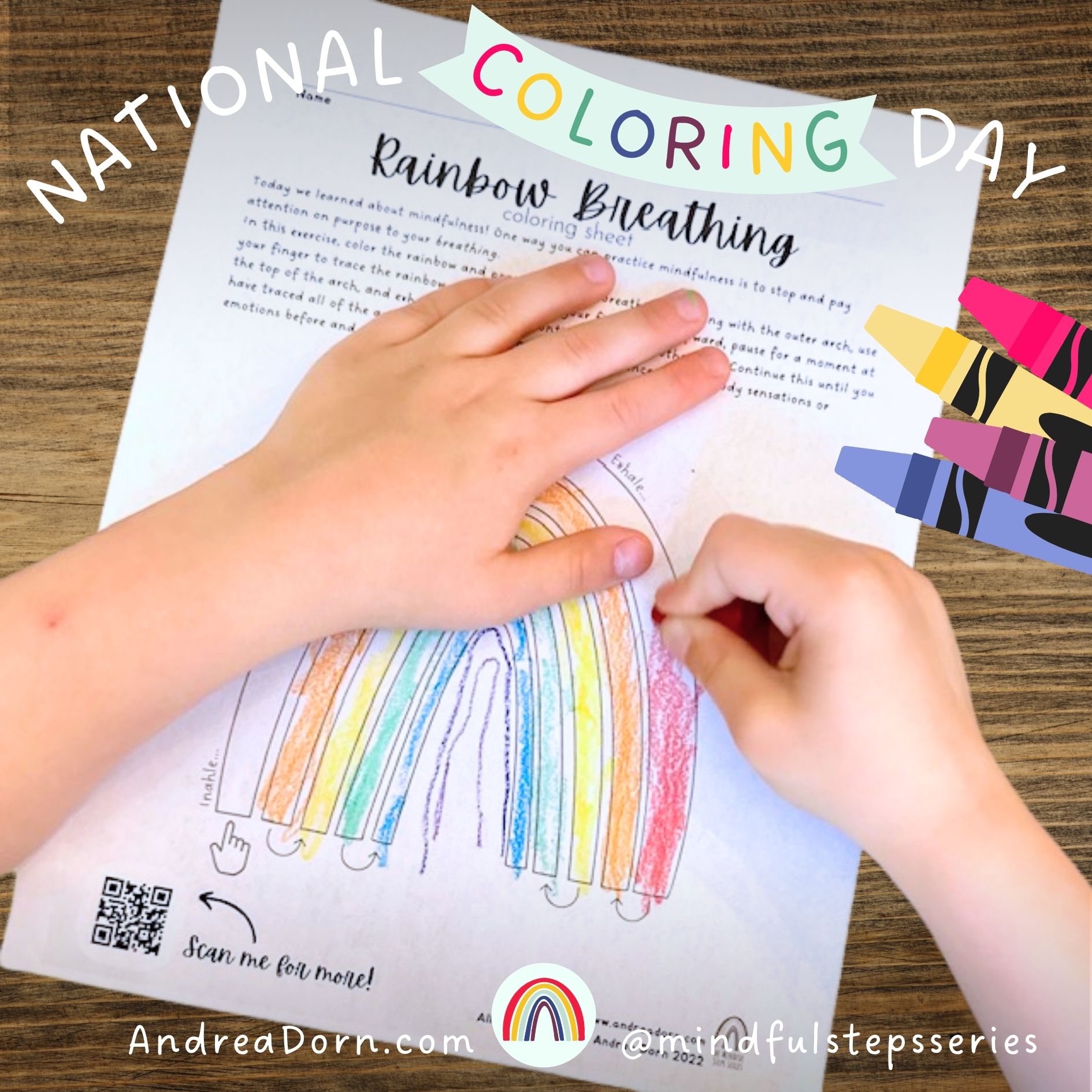 🌈✨ Embrace the Colors of Calmness! 🧘♀️🎨 Celebrating National Coloring Day with a dose of mindful relaxation. Take a deep breath, let your worries fade, and color your way to serenity. 🌬️🖍️
Find more mindful coloring pages and resources at the link in my bio (or head to AndreaDorn.com!)
#NationalDayOfColoring #MindfulColoring #RainbowRelaxation #BreatheAndCreate #ColoringForCalm #InnerPeacePalette #StayMindful #ArtTherapy #FindYourZen #MindfulnessJourney #ColorYourWorld #mindfulkids #mindfulparenting #parenthoodunplugged #psychology #childpsychology #montessorilearning #waldorflearning #rainbowbreathing # #raisingkindkids #parentingtips #parenting101 #artist #artofinstagram
