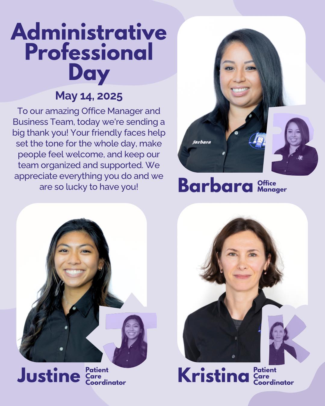 Happy Administrative Professional Day to the incredible team that keeps everything running smoothly behind the scenes!
Barbara, Justine, Kristina, Shannon, Sonia, and Erika — your warmth, organization, and dedication make all the difference.
We’re so grateful for everything you do. We couldn’t do it without you!
#AdminProfessionalsDay #ThankYouTeam #OfficeHeroes #Gratitude #WorkplaceAppreciation #PediatricDentistry #MillValley #MarinDentist