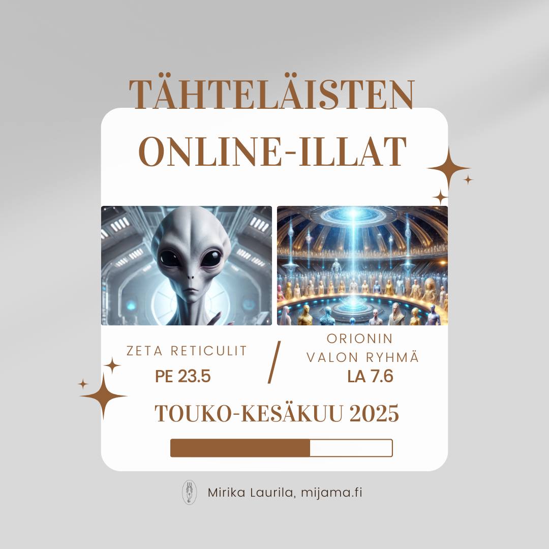 âšKutsu tĂ€htelĂ€isten online-iltoihin touko-kesĂ€kuussa! âš
KevÀt-kesÀn 2025 aikana sukellamme galaktisten sivilisaatioiden maailmaan ja tutkimme teemoja, jotka tukevat henkistÀ kasvuasi ja laajentavat tietoisuuttasi.
KesĂ€n alussa tutustumme đœ Zeta Reticulin tĂ€htikansoihin ja đȘOrionin Valon ryhmĂ€n tehtĂ€vĂ€kenttÀÀn sekĂ€ heidĂ€n viisauteensa!
đ Samanhenkiset tĂ€htipolkunsa seuraajat pÀÀsevĂ€t jakamaan omia kokemuksiaan ja oivalluksiaan siitĂ€, miten kehitys galaktiseen ihmisyyteen on jo kĂ€ynnissĂ€ Maaplaneetalla.
đ Voit myös vain kuunnella tĂ€htikansojen informaatiota, rentoutua ja syventyĂ€ lĂ€snĂ€oloon ohjatun harjoituksen avulla.
đ PÀÀset oman tĂ€htelĂ€isyytesi, voimasi ja yhteytesi ÀÀrelle. Illan aikana linjaudut sisĂ€isen viisautesi ja yksilölliseen galaktiseen energiajĂ€lkeesi ja tehtĂ€viisi tĂ€htelĂ€isenĂ€.
Kenelle tÀmÀ on?
⚠Kaikille, jotka ovat kiinnostuneita tÀhtelÀisistÀ sivilisaatioista, galaktisesta tietoisuudesta ja oman henkisen polkunsa syventÀmisestÀ.
⚠Henkilölle, joka haluaa tulla tietoisemmaksi galaktisesta potentiaalistaan.
Milloin ja missÀ?
⚠Online-iltojen aikataulu ja linkit lÀhetetÀÀn sÀhköpostiisi suoraan varauksesi jÀlkeen Voit osallistua mukavasti kotoasi kÀsin!
Ota askel lĂ€hemmĂ€ksi galaktisen lĂ€hdekenttĂ€si ja tietoisuusverkostosi informaatiota â ilmoittaudu mukaan! LisĂ€tiedot ja ilmoittautuminen löytyvĂ€t linkkinĂ€ biossa tai mene suoraan linkistĂ€:
đȘ Zeta Reticulien online-ilta pe 23.5. klo.18.30 đȘ
https://www.mijama.fi/service-page/zeta-reculien-online-ilta
đȘOrionin online-ilta la 7.6. klo.18.30 đȘ
https://www.mijama.fi/service-page/orionin-online-ilta
âšTutustu tietoisuusverkostosi ja lĂ€hdekenttĂ€si yhteyspisteisiin rakas tĂ€htelĂ€inen! âš
#energia #intuitio
#sydÀntietoisuudenevoluutio #universuminihmisarkkitehti
#tietoisenaelÀminen
#tÀhtelÀiset #tietoisuus #universumi
#galaktinenviisaus
#omaluomisvoima
#mijamafinland