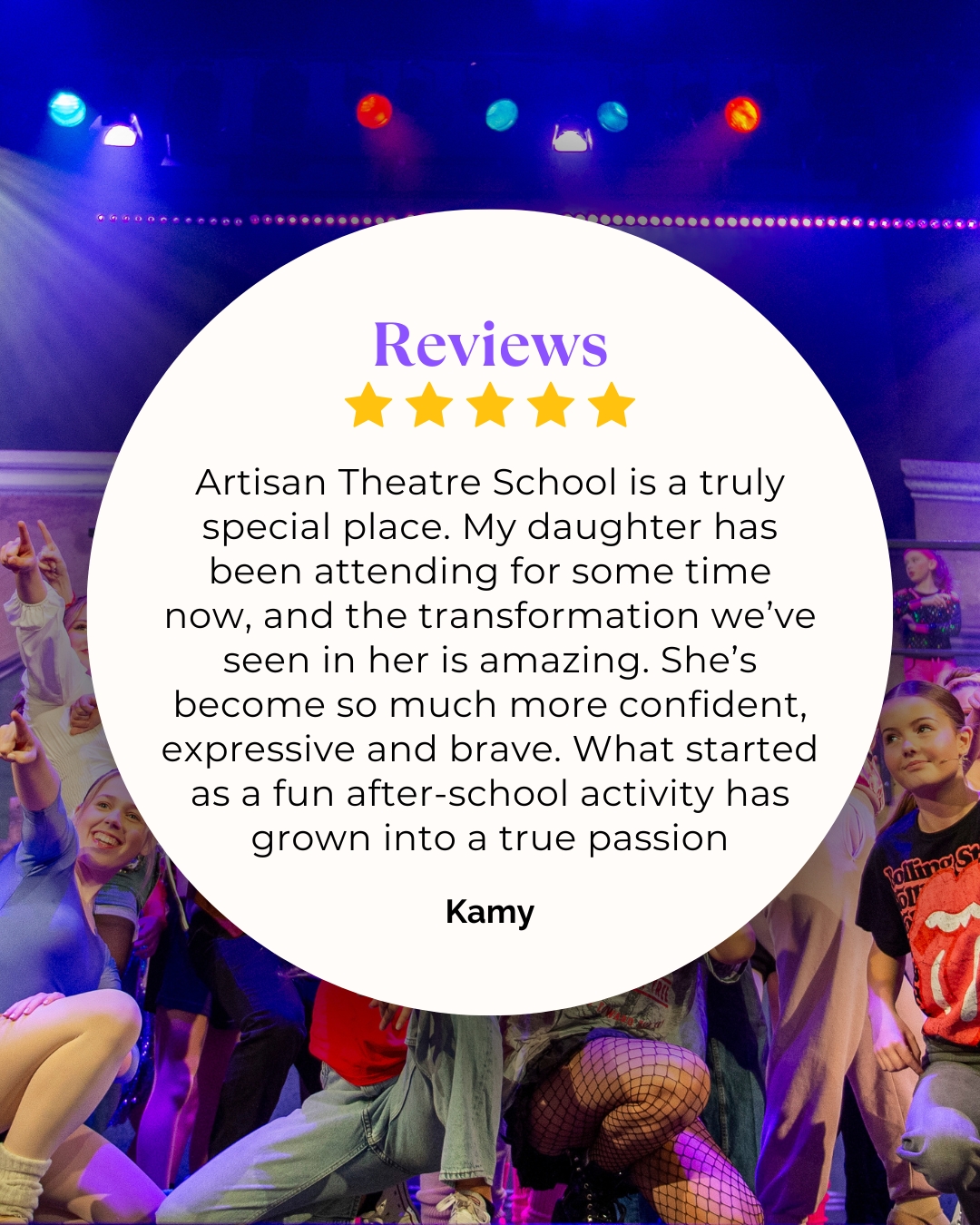 We love hearing your feedback – thank you so much Kamy for the kind words! 💫
If you’re looking for a theatre school that’s fun, inclusive, professional and packed with quality training… you’ve just found it! 🎭✨
🌟 Book a FREE trial class today – just drop us a DM or get in touch with our friendly team. We’d love to welcome your child to the stage!
#TheatreSchool #YouthTheatre #PerformingArts #ChristchurchKids #ArtisanTheatreSchool #TryForFree #InclusivePerformingArts