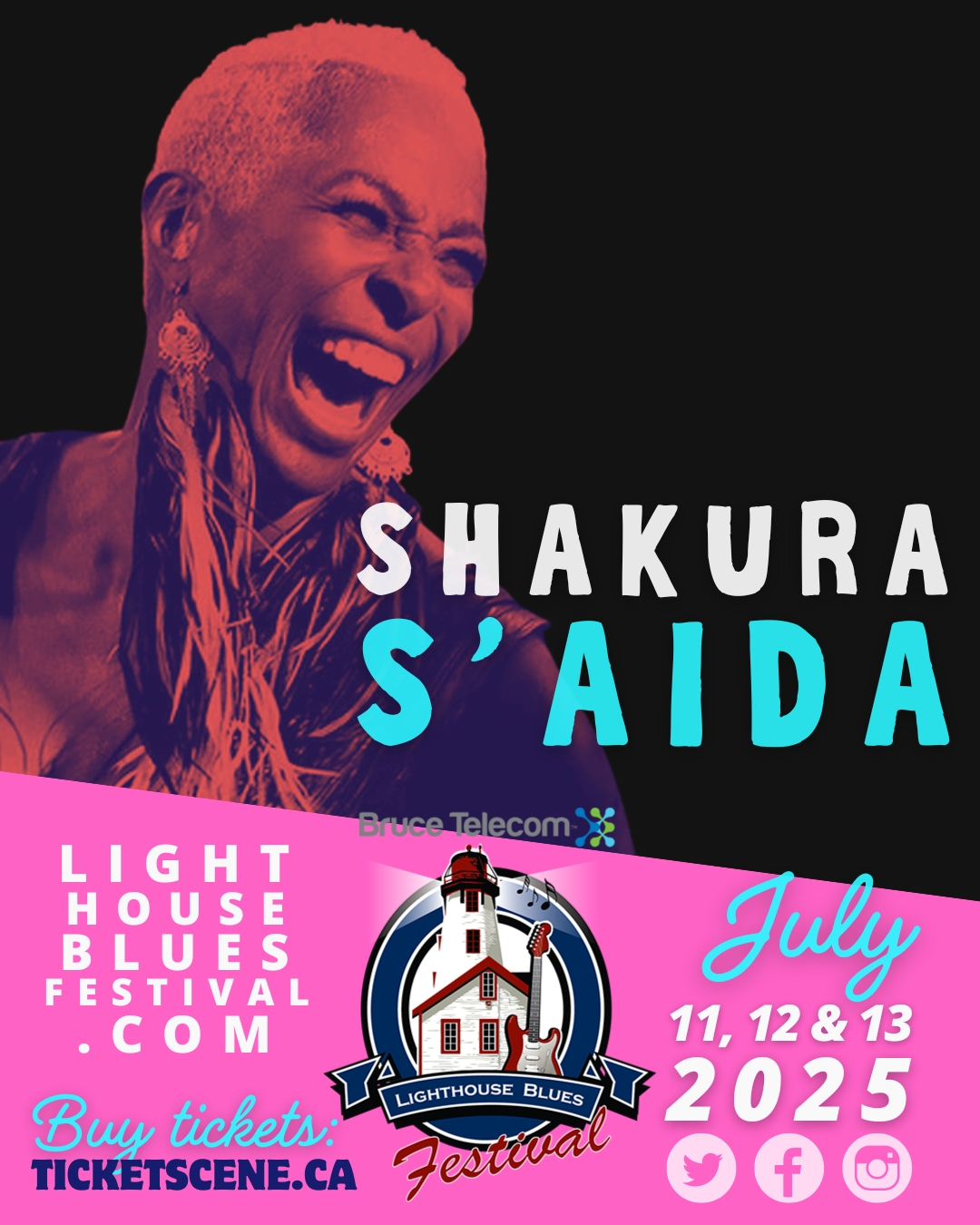 Three time Juno nominated, Shakura S'Aida brings her electric mix of blues, roots and soul to our Bruce Telecom Main Stage Saturday July 12, 2025. Get your tickets in advance at Ticketscene TODAY!