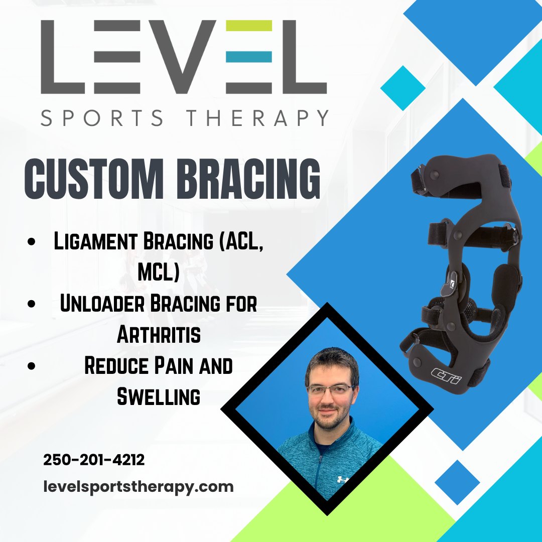 Custom bracing can provide benefits for a wide range of injury conditions from ligament tears to arthritis. At Level Sports Therapy we work with multiple manufacturers to ensure you get the product that works best for you. Give us a call at 250-201-4212 or book your free consultation online at levelsportstherapy.com to see how it can help you get back to action.