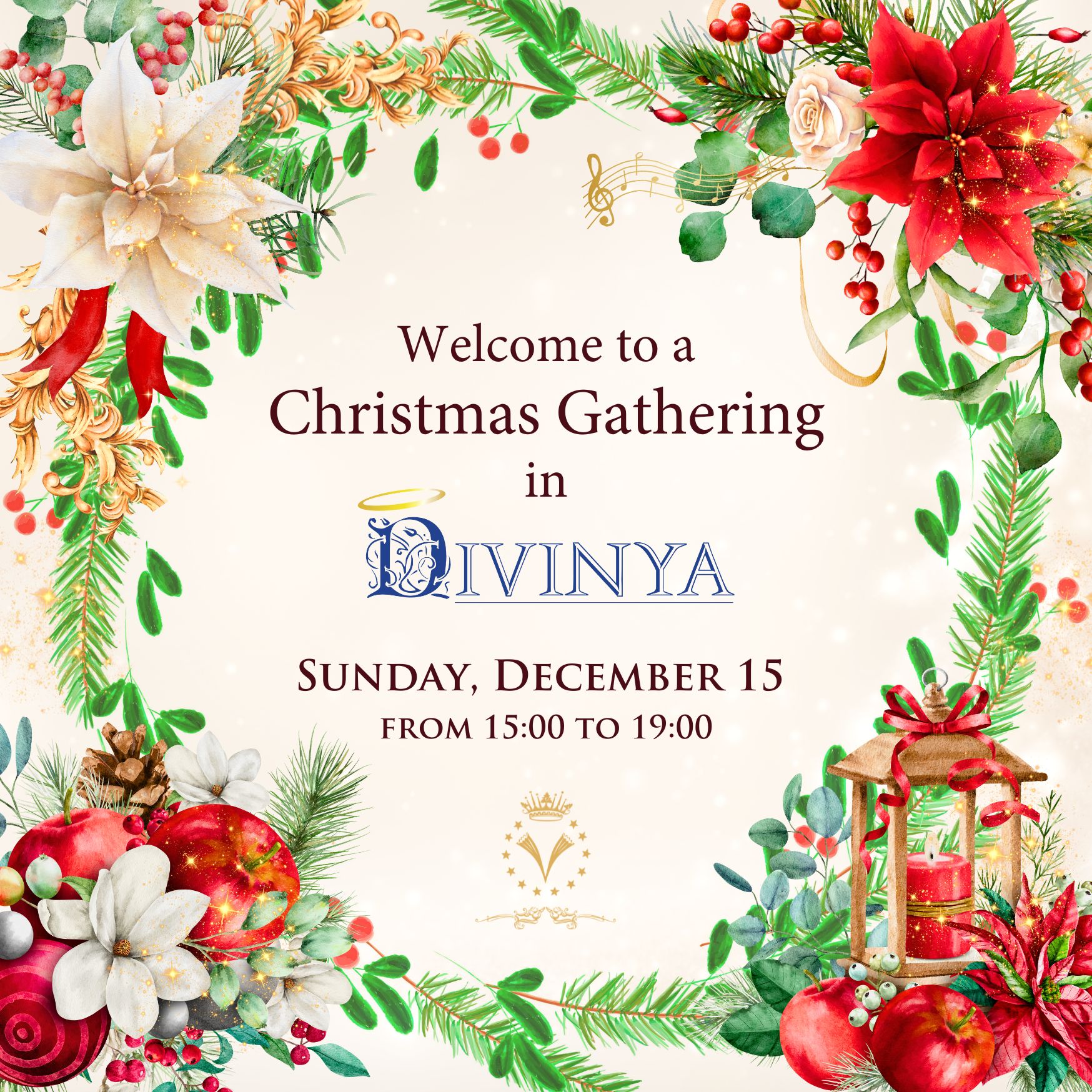 Dear friends of Divinya,
We cordially invite all of you to join us for a beautiful Christmas gathering on Sunday, December 15 from 15:00 to 19:00 for an afternoon filled with joyful togetherness, live music and Christmas carols to sing along.
Your friends and family are most welcome!
The gathering will take place in the Divinya lounge and our café will be open.
We hope to see you all soon in Divinya, for a magical gathering with the spirit of peace, love and grace.
With warm wishes,
The Divinya Community
――― Register ―――
We kindly ask you to confirm your attendance before December 8.
Register through the link in our bio or call us at +46 708 287 482.
A pick-up at Eslöv train station will be available at 14:30.