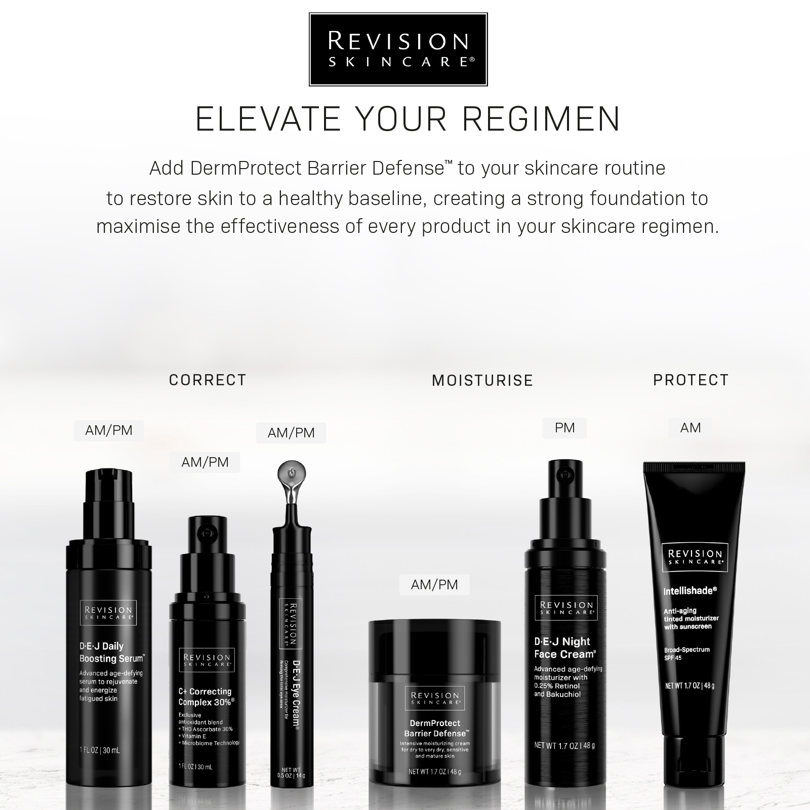 ✨ Elevate your skincare regime with Revision Skincare ✨
Looking for stronger, healthier skin? The secret lies in a balanced routine — and DermProtect Barrier Defense™ is your new essential.
🛡️ This advanced moisturiser works to restore your skin to a healthy baseline, helping maximise the results of every product in your regimen.
Here's how your daily routine could look:
🔬 Correct (AM/PM):
DEJ Daily Boosting Serum™
C+ Correcting Complex 30%™
DEJ Eye Cream®
💧 Moisturise (AM/PM):
DermProtect Barrier Defense™
DEJ Night Face Cream® (PM)
🌞 Protect (AM):
Intellishade® SPF
Whether you’re just starting your skincare journey or want to amplify your results, this combination is nurse-approved and professionally formulated.
📍Available now at Daryl’s Aesthetics. Contact us or drop by the clinic for a personalised skincare consultation 💬
#RevisionSkincareUK #DarylsAesthetics #SkinRegimeUpgrade #BarrierDefence #ProfessionalSkincare #NurseLedClinic #HealthySkinFoundation #AestheticClinicUK