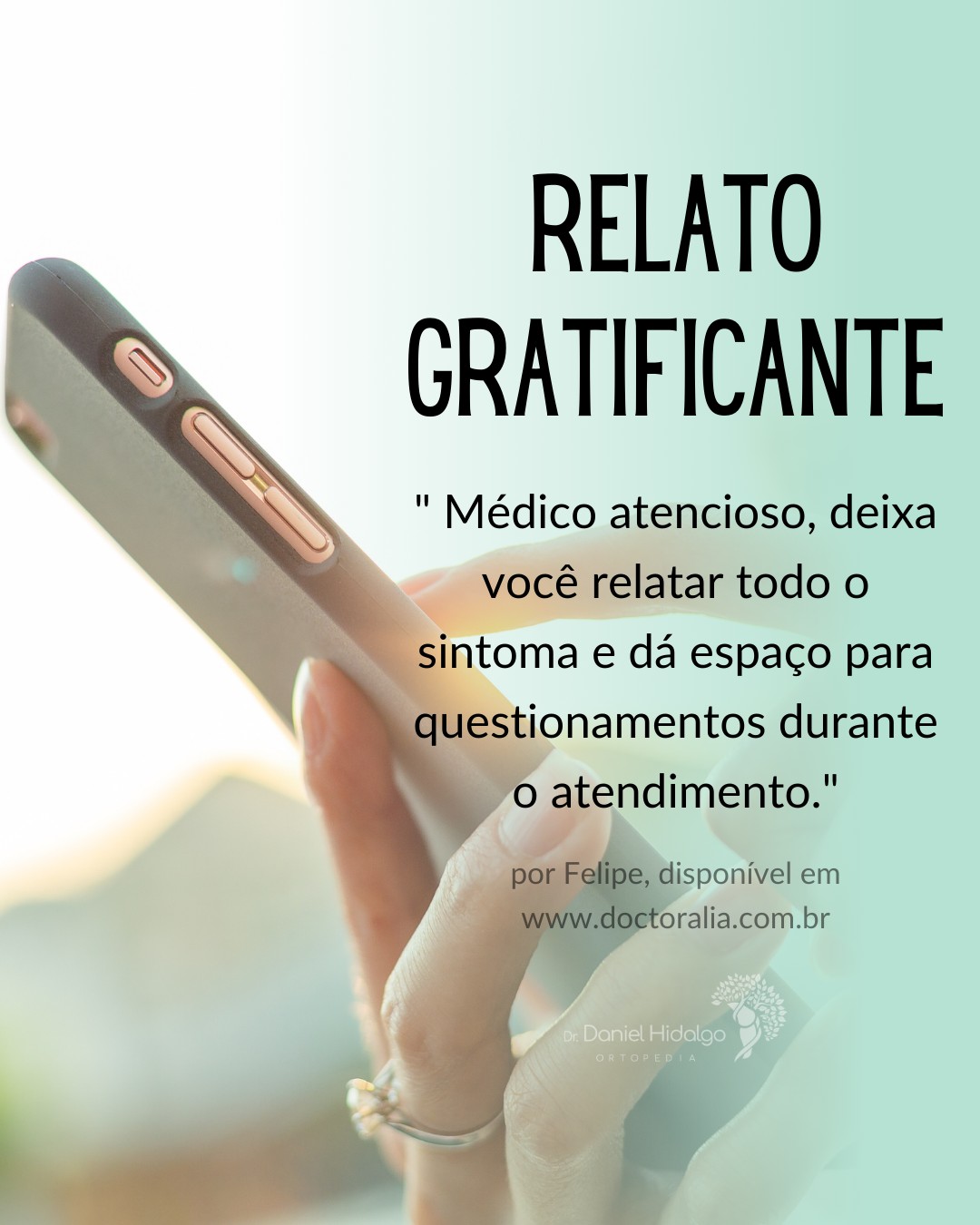 Nada me motiva mais do que ver meus pacientes recuperando a qualidade de vida e voltando a fazer o que amam! 💙 Hoje, compartilho alguns relatos que mostram a importância de um atendimento personalizado e focado no paciente como um todo.
Se você já passou pelo meu consultório, deixe seu depoimento nos comentários! Seu feedback é essencial para continuarmos evoluindo juntos. 💪👨⚕️
Dr. Daniel Hidalgo - Médico Ortopedista
CRM-SP 137.057 | RQE 41.112
Membro da Sociedade Brasileira de Ortopedia e Traumatologia (SBOT)
Membro da Sociedade Brasileira de Cirurgia do Joelho (SBCJ)
#Ortopedia #CirurgiaDoJoelho #Recuperação #SaúdeEmMovimento #Depoimentos