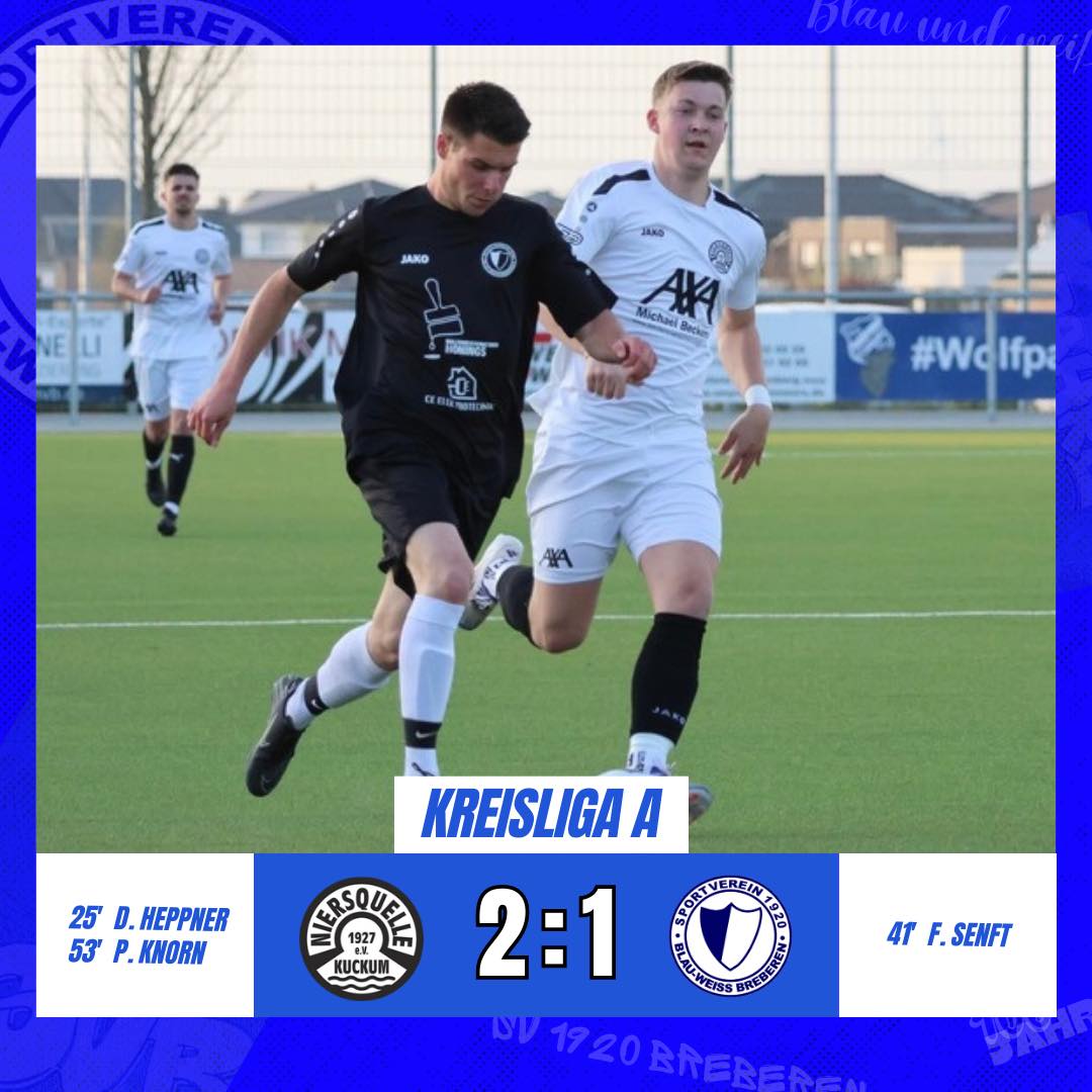 🔵⚪️ Erste Mannschaft verliert unglücklich in Kuckum ⚪️🔵
Die erste Mannschaft spielte am vergangenen Wochenende bereits freitagabends in Kuckum. Beim zu der Zeit Tabellenzweiten startete der SVB genauso stark in die Partie, wie letzte Woche im Derby. Der einzige Unterschied war jedoch, dass die Chancen, in Führung zu gehen, nicht genutzt wurden. Nach einem Standard des Gastgebers verschlief man den zweiten Ball und kassierte einen unglücklichen Treffer zum 1:0 für Kuckum. Unsere Blau-Weißen spielten, vom Gegentreffer unbeeindruckt, weiterhin gut nach vorne und so fiel noch kurz vor der Halbzeitpause durch Felix Senft (41.) der verdiente Ausgleich.
Nach dem Seitenwechsel erwischte Kuckum den besseren Start und ging in der 53. Minute nach einem Konter erneut in Führung. In der Folge gab es genügend Möglichkeiten für den SVB, den Ausgleichstreffer zu erzielen, doch das Tor wollte nicht fallen. Am Ende blieb es dann bei einem glücklichen 2:1 für Kuckum.
🔵⚪️
📸 @miriamsenft