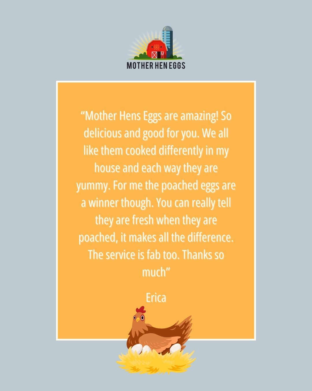 Another lovely review, this is what its all about! We’re so glad you're enjoying your eggs 🍳
At Mother Hen Eggs, we take pride in delivering top-quality food with care, straight to your door 🚚
Order today and taste the difference 👉 link in bio