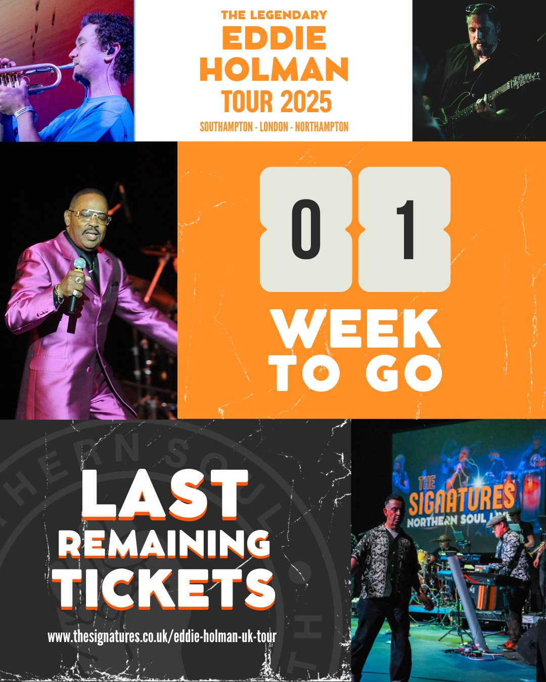 Just one week to go before we kick off our run of shows with @@holman_eddie! 🎤✨
We’ve been looking forward to this for a long time! Three back-to-back nights with a true Northern Soul icon, backed by The Signatures. It’s going to be something special
Not long now 🤩
#EddieHolman #NorthernSoulLive #TheSignatures #OneWeekToGo #SoulTour