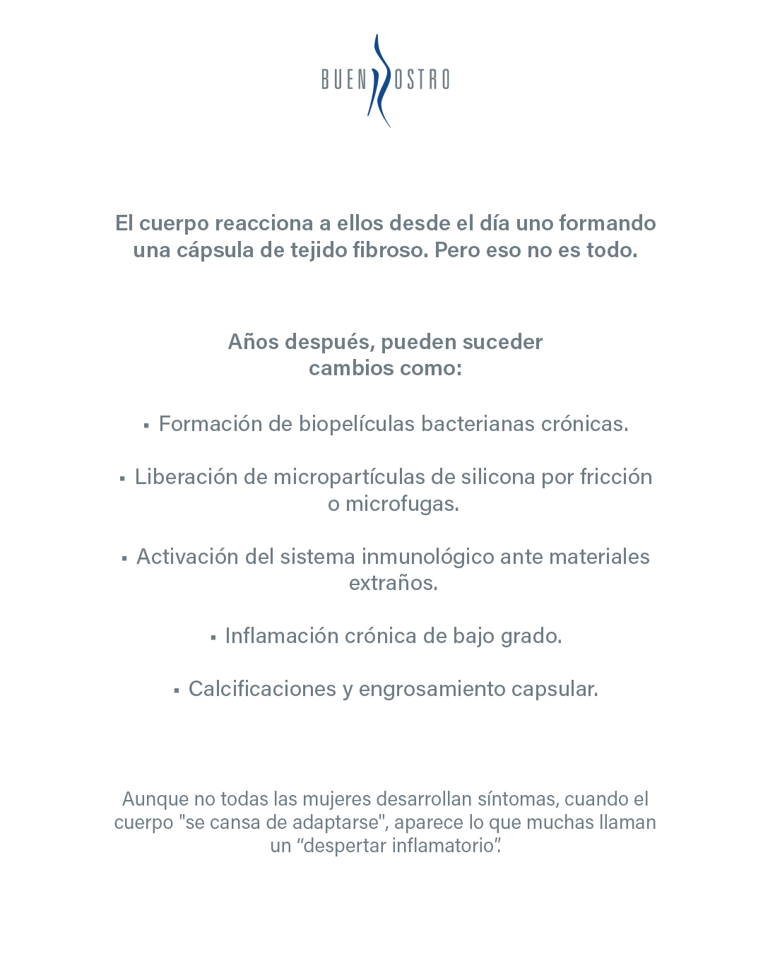 Con el paso del tiempo, he acompañado a muchas pacientes que comenzaron a notar cambios en su cuerpo después de vivir durante años con implantes mamarios.
🧬 A veces los síntomas son evidentes, otras veces pasan desapercibidos… pero el cuerpo siempre habla.
💬 Si algo no se siente bien, es momento de escucharte.