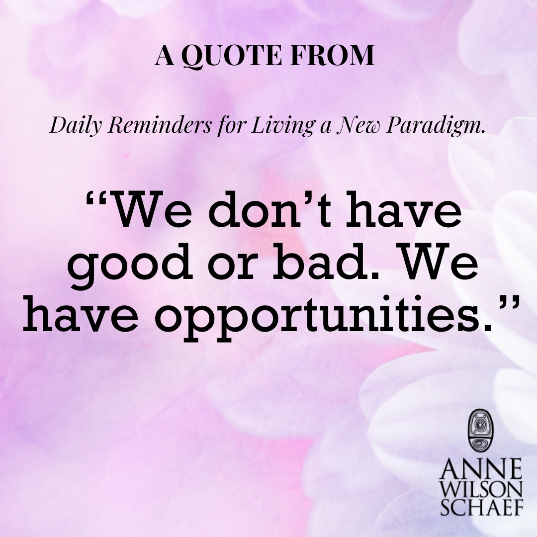 We don’t have good or bad. We have opportunities. #rightwrong #goodbad #opportunities #newparadigm
