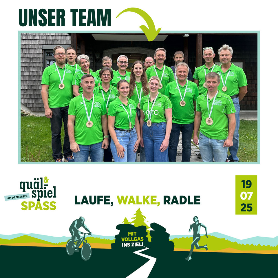 🏅DAS SIND WIR – Das Team hinter dem Tag des Sports
Ob Orga-Genies, Sport-Freaks oder freiwillige Macher*innen – wir stecken 100 % Herzblut in den Tag des Sports! 💪🔥
Wir planen, tüfteln und packen an – damit du einen Tag erlebst, der richtig knallt! 🎉
Von der ersten Idee bis zum letzten Applaus: Teamwork, Leidenschaft & Sportliebe stehen
bei uns ganz oben.
Denn klar: Es geht um Sport – aber noch mehr ums gemeinsame Erlebnis! 💚
#tagdessports #dreisesselgemeinde #quälspass #quälspassamdreisessel #dreisesselberg #dreisessel #spielspass #kidsrace #racenight #laufen #mtb #walken #bergrennen #dassindwir