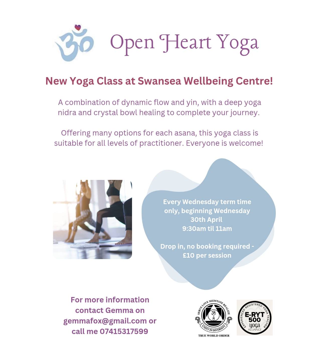 🧘♀️ New Yoga Class at Swansea Wellbeing Centre! 🧘♂️
Open Heart Yoga is launching a beautiful new weekly class that blends dynamic flow, yin yoga, deep yoga nidra, and crystal bowl healing.
✨ Free Taster Session! ✨
Curious to try? Come along for a FREE taster session and experience the practice for yourself!
🗓 Every Wednesday (Term Time Only)
🕤 9:30am – 11:00am
💷 Drop-in price: £10 (after taster)
No need to book – just bring yourself and a mat if you have one.
This class is welcoming and accessible for all levels – whether you’re brand new or an experienced yogi, you’ll find options to suit your body and pace.
📩 For more info or to claim your free taster, contact Gemma:
📧 gemmafox@gmail.com
📱 07415 317599
Let your midweek begin with movement, rest, and heart-centred healing. 💜
#SwanseaYoga #OpenHeartYoga #FreeYogaClass #YogaSwansea #WellbeingCentre #CrystalBowlHealing #YogaForAll