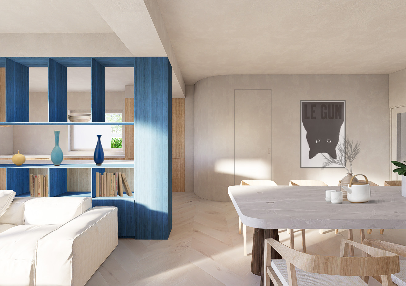 A thoughtful internal refurbishment, all within the existing footprint. We reconfigured the layout to include a WC, utility, new kitchen, a comfortable lounge, and a generous dining area, ideal for a household that loves to host 💙 The open-plan design is anchored by soft curves and a striking blue divider, balancing visual impact with structural clarity. The blue joinery hides a structural column to save costs. 💡
#architectCaerphilly #architectNewport #architectBlackwood #architectPontypridd #architectSouthWales #architectCowbridge #architectSwansea #architectPenarth #architectBarry #architectBrecon #architectHayonWye #architectAbergavenny #architectWales #CardiffArchitecture #WalesDesign #cardiffbuilder #cardiffhouse #cardiffrenovations #cardiffarchitect #cardiffarchitects
#HomeGoals #DreamHomeInspo #BeforeAndAfterHome #DesignDetails #InteriorInspoUK #ArchitectsOfInstagram #UKRenovation #MyHouseThisMonth #ModernBritishHomes #HouseRenovationUK