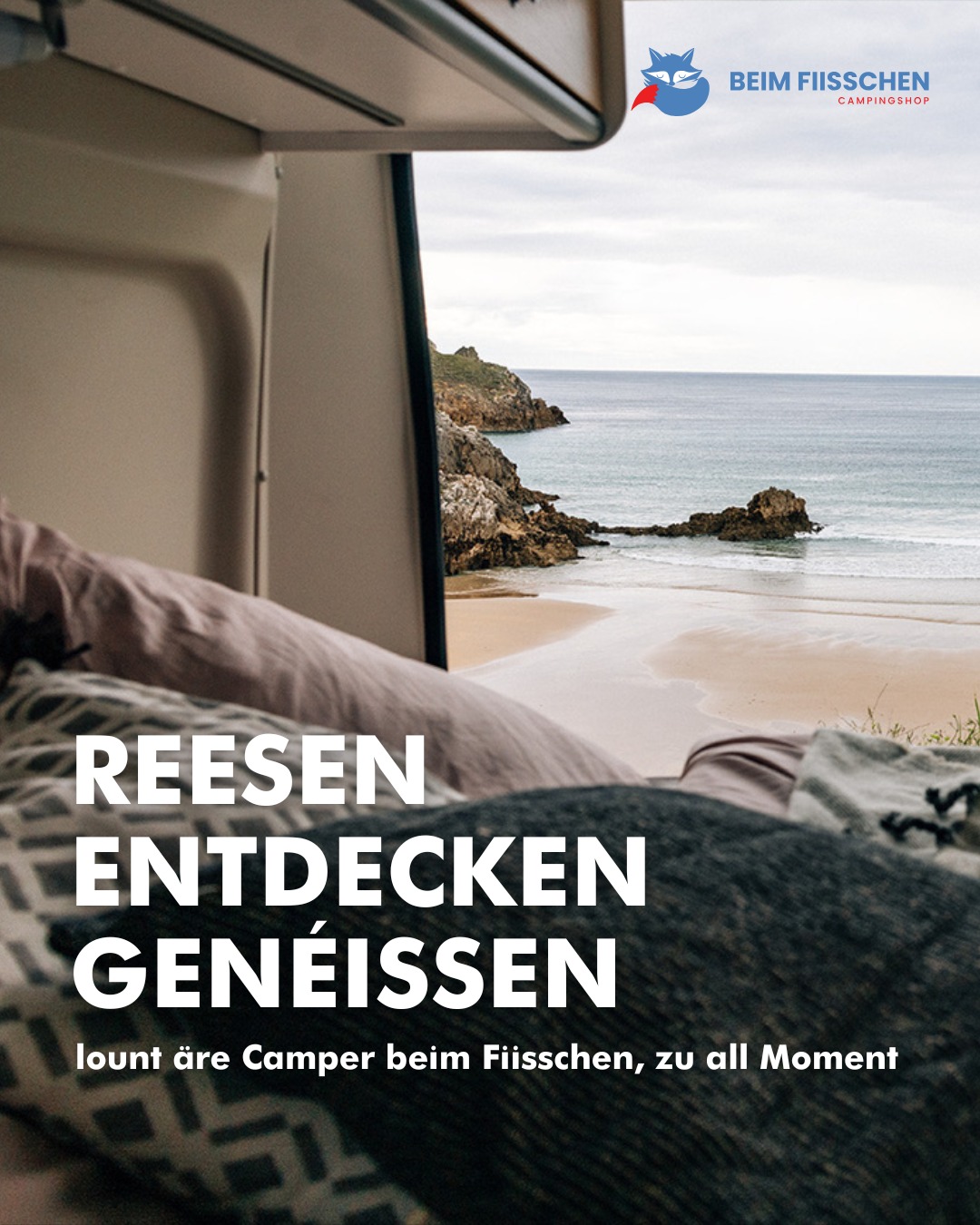 🚐 Lount op www.fiisschen.lu ee vun eise Camper a genéisst scho muer dës wonnerschéi Vue 🐚🌊