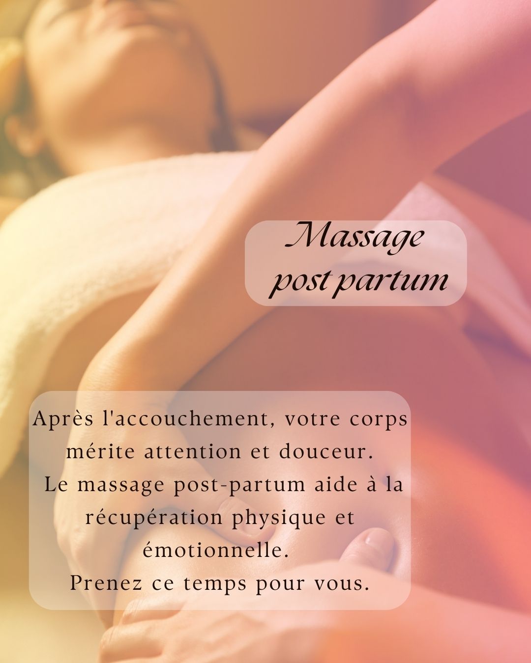 🤱 Et après l’accouchement, qui prend soin de vous ?
Vous avez donné naissance à un bébé… et vous aussi, vous êtes née en tant que mère.
Le massage post-partum est une invitation à revenir dans son corps, à soulager les tensions post-accouchement, à réintégrer une nouvelle image de soi. Il peut :
🔹 Réduire les douleurs musculaires et tensions résiduelles
🔹 Aider à rééquilibrer les émotions parfois intenses
🔹 Favoriser le sommeil et la récupération
💗 Ce moment de soin est aussi une façon de reconnaître tout ce que votre corps a accompli.
Je vous propose un massage doux, adapté à la période postnatale, réalisé avec bienveillance et en respect total de vos besoins du moment.
👶 Bébé peut être présent si besoin, et nous pouvons intégrer un moment de portage ou d’allaitement si vous le souhaitez.
📍 Massages à domicile ou en cabinet.
📆 Prenez RDV en MP!
#massagepostpartum #massagepostnatal #bienetremaman #jeunemaman #maman974 ##recuperation