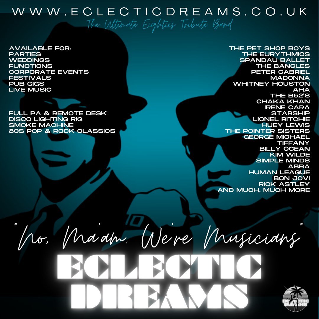 Everybody, needs somebody!
Next up for the Dreams Team is a trip to "The Rock" in Horsham on the 7th June.
We will be heading out as a trio for the evening with Jay on Keys, Bex on vocals and Rob on guitar.
Make sure to pop down, get your 80s fix and say hi. 👋