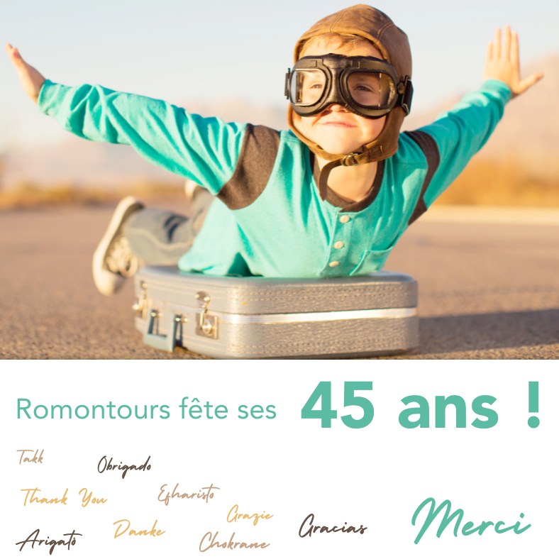 🎉 𝟒𝟓 𝐚𝐧𝐬 𝐚̀ 𝐯𝐨𝐬 𝐜𝐨̂𝐭𝐞́𝐬 ✈️
Aujourd’hui, notre agence fête ses 45 ans d’aventure… et c’est grâce à vous !
Un immense merci à tous nos clients pour votre confiance et votre fidélité depuis toutes ces années.
Chaque voyage que vous nous confiez est une belle histoire que nous avons le bonheur de partager avec vous.
À tous ceux qui ont voyagé avec nous, et à ceux qui rêvent déjà de leur prochaine destination : merci 💙
L’aventure continue !
Votre Team Romontours