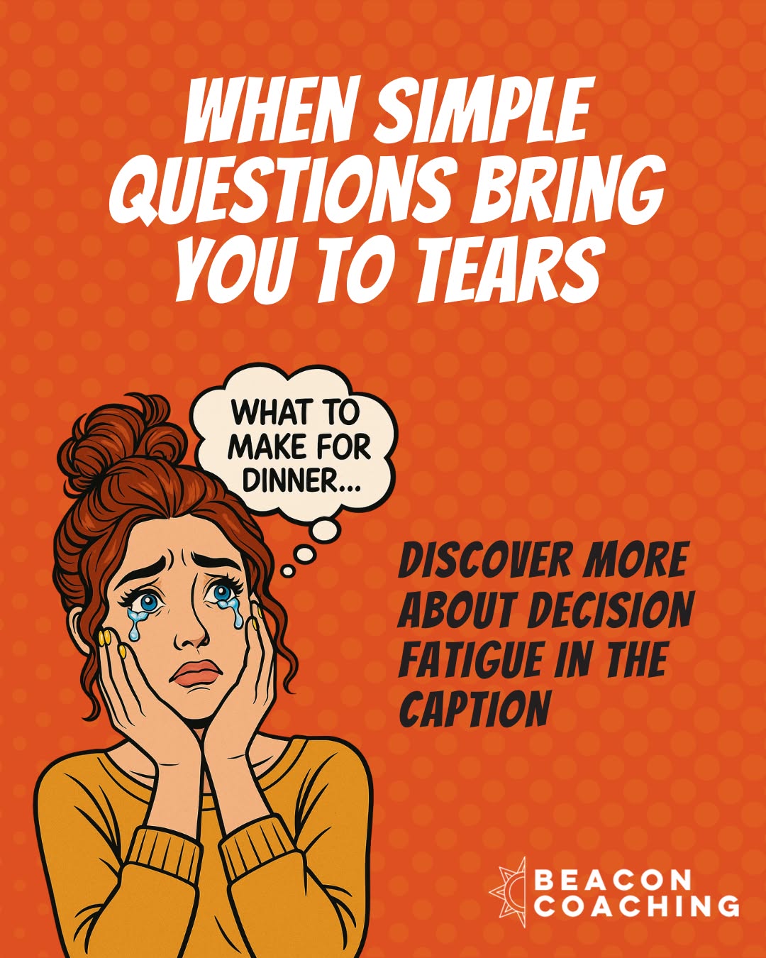 What should we have for dinner?
There was a time that such a simple question would have brought me to tears.
It wasn't about the food. My brain was experiencing decision fatigue - a psychological phenomenon where our mental energy for making choices becomes depleted after countless daily decisions.
When you're coordinating care home visits, navigating workplace inflexibility, managing family needs, and coping with perimenopause effects, your cognitive resources are already stretched thin. Each decision draws from the same mental reservoir, leaving you emotionally overwhelmed by even simple choices.
Yet you continue because "everyone depends on me." I need to write a whole other post on that ...
Here's what helps:
Start giving decisions back to others who can handle them:
👕Let your teenager sort their own clothes for the wash - if they're not in the basket they're not washed.
🍲Ask your partner to plan some of the dinners this week, or have family members rotate picking the Friday night film.
✅Accept their choices so that you can reclaim some precious brain cells.
Establish simple routines that eliminate small choices, like meal planning or prep on a Sunday. You won't lose control by asking for support, you're shouldering an impossible load that was never meant for one person.
Let me know in the comments where decisions are building up and we can look at how to manage them.
#decisionfatigue #midlifeburnout #midlifewomen