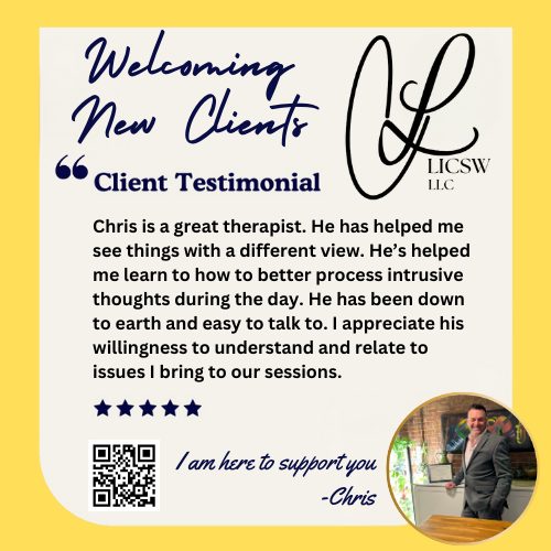 Nothing to hide. I unapologetically appreciate your appreciation.
www.ChrisLauzonLICSW.com
Welcoming New Folks To A Human Experience
Chris Lauzon, LICSW
Therapist
Boston, MA
#MentalHealth #SelfCare #PersonalGrowth #MentalWellness #Mindfulness #SelfLove #Vision #EmotionalHealth #MassachusettsMentalHealth #OldMentalMuscle #NewMentalMuscle #SelfImprovement #Grace #PositiveVibes #MentalStrength #SelfAwareness #WellBeing #PresentSelf #FutureSelfWillThankPresentSelf #FutureSelf #HealthyCouples #HealthyCommunication #ChrisLauzonLICSW #TherapyBoston #LICSW #Therapist #Counseling #Clinician