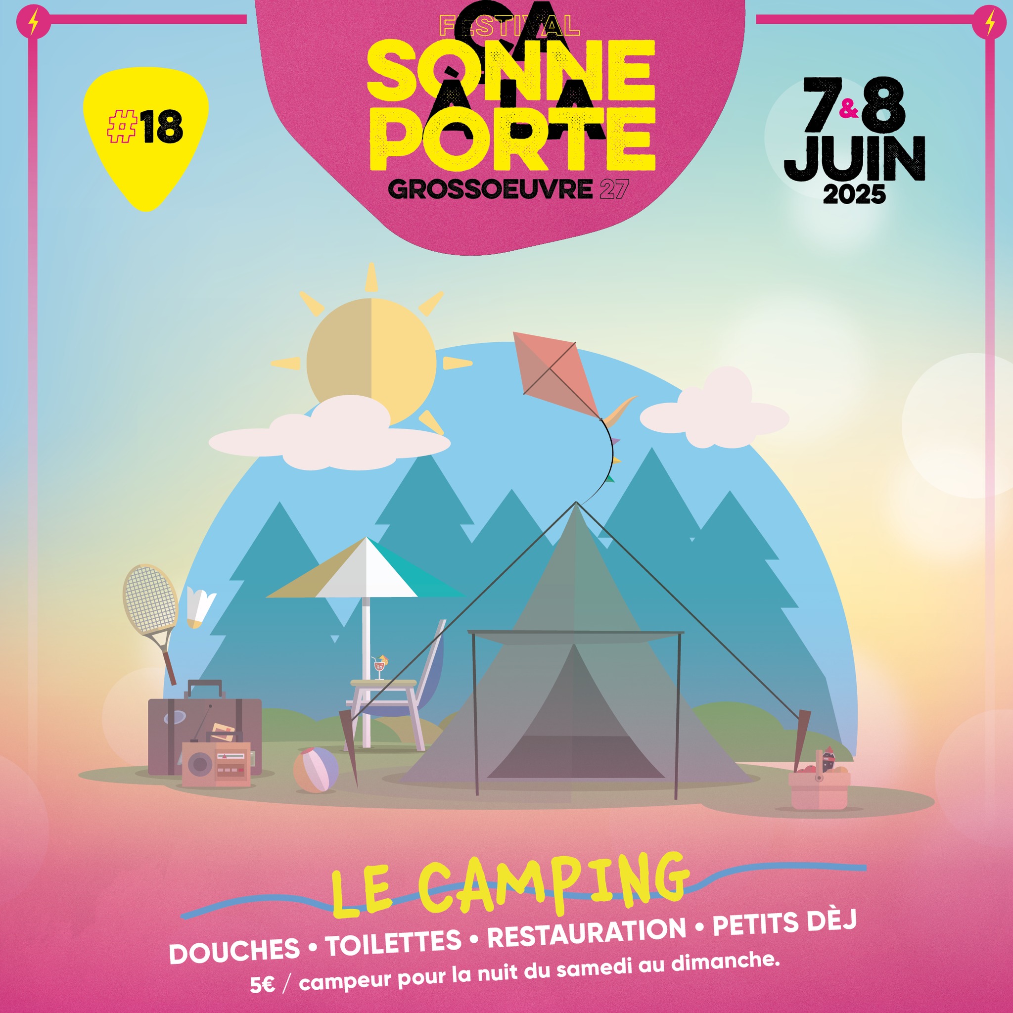 ⛺️ CAMPING ⛺️
Grâce au partenariat entre le festival Ça Sonne à la Porte et le Département de l’Eure, vous pourrez de nouveau planter la tente cette année !
👉 5€ la nuit par festivalier
🍽 Restauration sur place
🚿 Toilettes, douches, petits-déjeuners disponibles
🕒 Ouverture du camping : samedi 7 juin à 14h
🕒 Fermeture du camping : dimanche 8 juin à 15h
📍 Pour accéder au camping, passez par Longtouche et garez-vous sur le parking P1.
🎟 Rendez-vous ensuite à la banque du festival pour récupérer votre bracelet camping, puis installez-vous tranquillement.
(Pas de réservation)
+ d'infos sur www.csalp.fr
#Festival #musique #eure #grossoeuvre