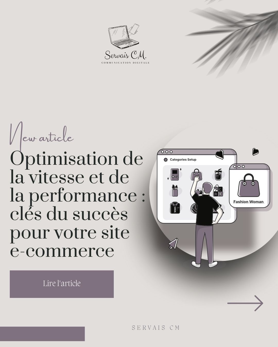 📢 Nouvel Article en Ligne ! 📢
🚀 Optimisation de la vitesse et de la performance : clés du succès pour votre site e-commerce 💻✨
Nous sommes ravis de vous présenter notre dernier article qui aborde un aspect crucial pour toute boutique en ligne : la vitesse et la performance de votre site e-commerce. Chez Servais CM, nous savons que chaque seconde compte, et une expérience utilisateur fluide peut faire la différence entre un client satisfait et un abandon de panier.
🌟 Dans cet article, vous découvrirez : 🌟
⚡ L'importance de la vitesse de chargement : Comment un site rapide améliore l'expérience utilisateur et booste le taux de conversion.
🛠️ Techniques d'optimisation : Des astuces pratiques pour réduire les temps de chargement, comme la compression d’images et l’utilisation de CDN.
📈 Mesurer la performance : Outils et métriques pour analyser la vitesse de votre site et identifier les points à améliorer.
🔍 SEO et performance : Comment la vitesse influe sur votre référencement et votre visibilité dans les moteurs de recherche.
📱 Optimisation mobile : Assurez-vous que votre site est performant sur tous les appareils, notamment les smartphones et tablettes.
🔄 Maintenance continue : L'importance de garder votre site à jour pour maintenir une performance optimale.
💡 Ne sous-estimez pas l'impact d'une bonne vitesse de chargement sur votre succès en ligne !
💬 Lisez notre article dès maintenant pour découvrir toutes les clés pour optimiser votre site e-commerce et améliorer votre taux de conversion avec Servais CM ! 💬
#NouveauArticle #Ecommerce #OptimisationVitesse #ServaisCM #PerformanceSiteWeb 🚀✨
Visitez notre site : servaiscm.com