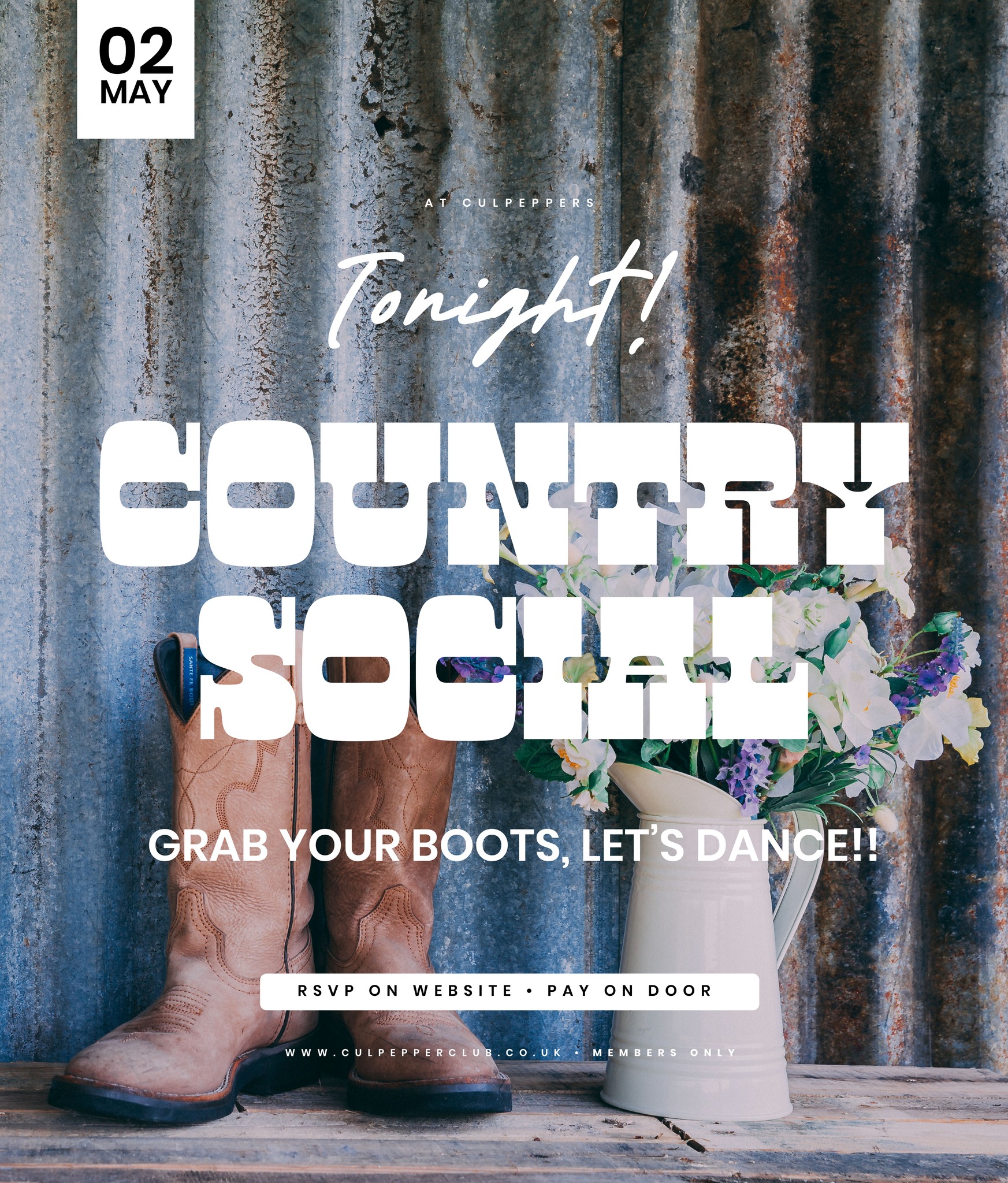 Join us tonight (2nd) with a Country Line Dance Social. RSVP via our website to guarantee entry, pay on door. Requests welcome. Doors 7:30pm • 8:00pm - 11:00pm. Members only.
RSVP today, visit our website - link in bio
#culpeppersuk #culpepperclub #linedancing #linedance #dance #social #basildon #essex