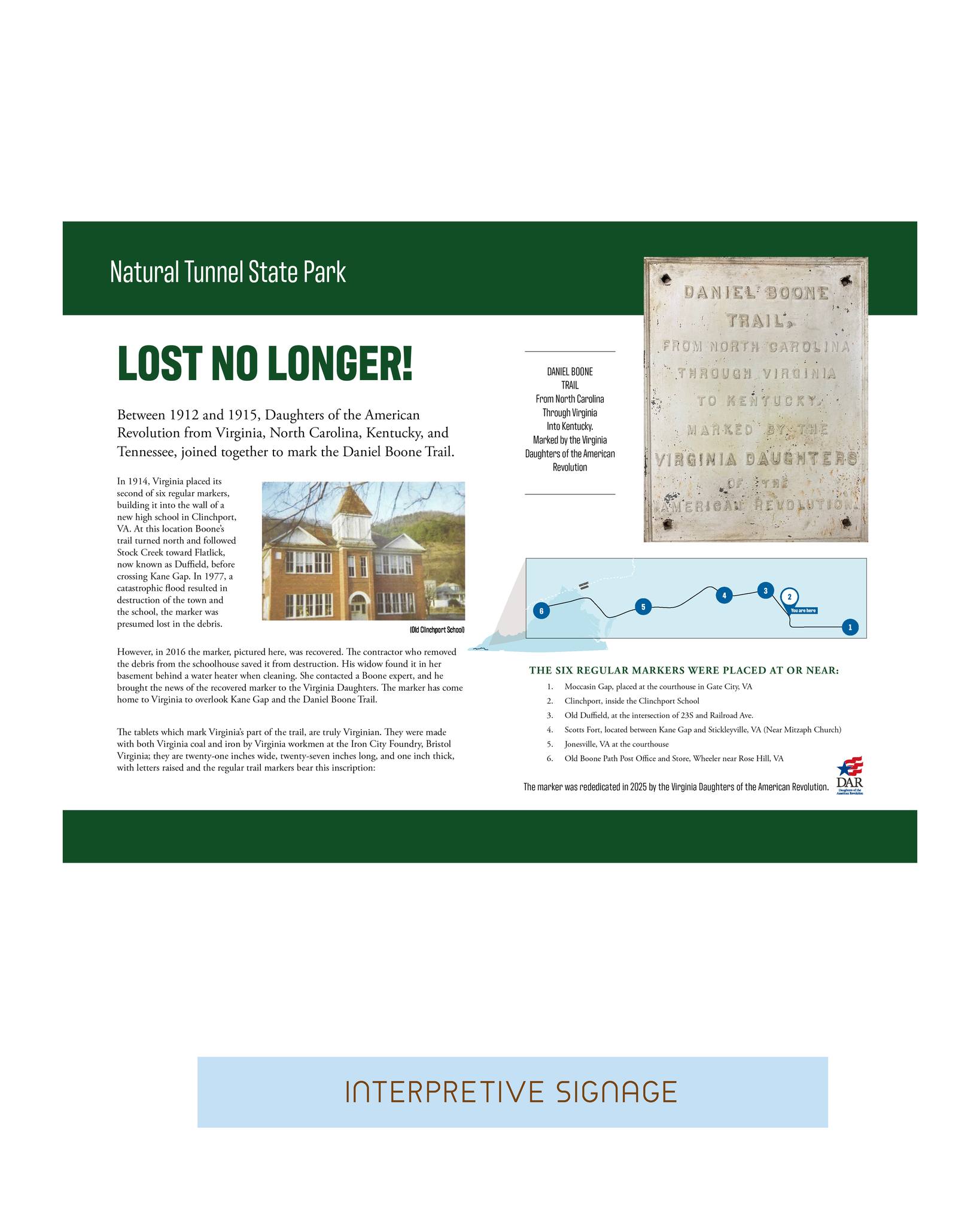 Do you remember learning about Daniel Boone in elementary school? 🧐
I'm excited to share a recent interpretive sign I designed for Natural Tunnel State Park in Virginia, highlighting a rediscovered Daniel Boone Trail marker.
This historic trail traces Daniel Boone’s path from North Carolina through Virginia and into Kentucky, where he helped blaze the Wilderness Road, opening the gateway to the American frontier. Virginia is home to six of these markers, each a tribute to Boone’s role in early westward expansion.
I’ll admit—I hadn’t remembered much about Daniel Boone, so I did some light research. What fascinated me most was learning how much he and his family moved: from Pennsylvania to North Carolina, then through Virginia into Kentucky, and eventually settling in Missouri. That's quite the journey—especially in the late 1700s and early 1800s, before roads and automobiles, relying on rugged trails and sheer grit.
This particular marker at Natural Tunnel had been missing for years but was recently found and reinstalled, sparking this sign project to share the story with today’s visitors.
📍 To help tell that story, I suggested and created a custom map for the sign—a visual interpretation showing the path Boone traveled through the Commonwealth.
Here's what the client had to say:
“Katie was very responsive and professional as she gathered info about my needs for a sign that needed a quick turnaround. The sign turned out great and I would recommend her to anyone. Thanks Katie.”
If you're working on a park, museum, historic site, or trail, and need help with interpretive signage, educational materials, or visual storytelling, I’d love to collaborate. 🤝
🧭 Design that helps people find their way—whether it's through history or the outdoors.
#InterpretiveDesign #DanielBoone #VirginiaHistory #TrailMarker #GraphicDesign #KatieDidDesign #NaturalTunnelStatePark #DesignForParks #DesignWithPurpose #VirginiaStateParks #WildernessRoad #HeritageTrail #FolkloreAndFacts