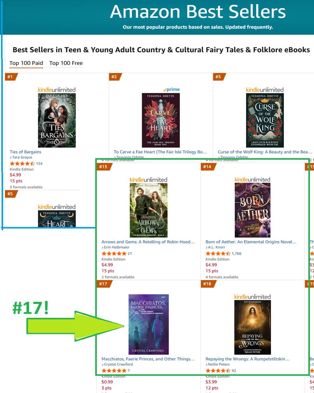 The e-book version of Macchiatos, Faerie Princes, and Other Things That Happen at Midnight is #17 on the Amazon Best Sellers list in one of its categories right now! 🙌🎉
This e-book is currently on sale for 0.99 until the end of the month, so if you haven't grabbed a copy yet, now's a great time!
https://www.amazon.com/dp/B0C5W7R15Z/