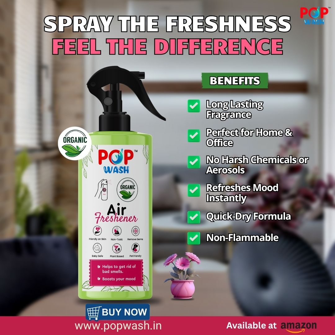Say goodbye to bad odours! 👋
POP Wash Air Freshener keeps your space smelling fresh and natural – the safe way!
Benefits
✅ Plant-Based Formula
✅ Non-Toxic & Safe
✅ Instant Freshness
✅ Long-Lasting Fragrance
✅ Eco-Friendly
✅ Mood-Boosting Scents
✅ Multipurpose Use
order now www.popwash.in
#POPWash #NaturalAirCare #AirFreshenerGoals #SafeAndFresh #EcoLiving #FreshFeelsDaily #PlantBasedHome #POPWashAirFreshener #FreshAirNaturally #CleanLiving #NonToxicHome #SafeForFamily #EcoFriendlyFreshness #FeelTheFresh