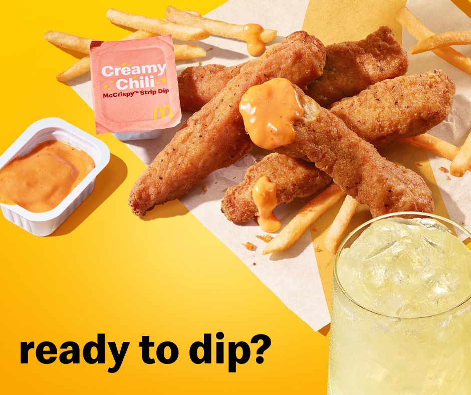 🔥 Now ruffling feathers at Mueller Family McDonald’s! 🔥
McCrispy Strips are here — extra crispy, perfectly seasoned, and made to dip!
Try them with our new Creamy Chili Sauce for the perfect kick 🌶️🍗
#muellermcdonalds #mccrispystrips #whenidipyoudipwedip #mcdonalds #winnerwinnerchickendinner