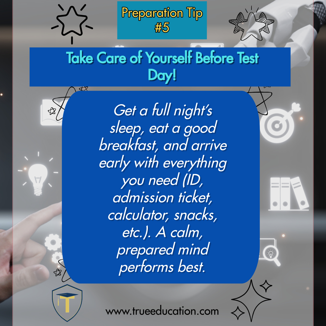 Key Tips for your child's preparation! Today, Prep Yourself Too – Sleep well, eat right, and be ready on test day!
#testreadiness #SATtest #sattest #sattests #sattesting #sattestprep