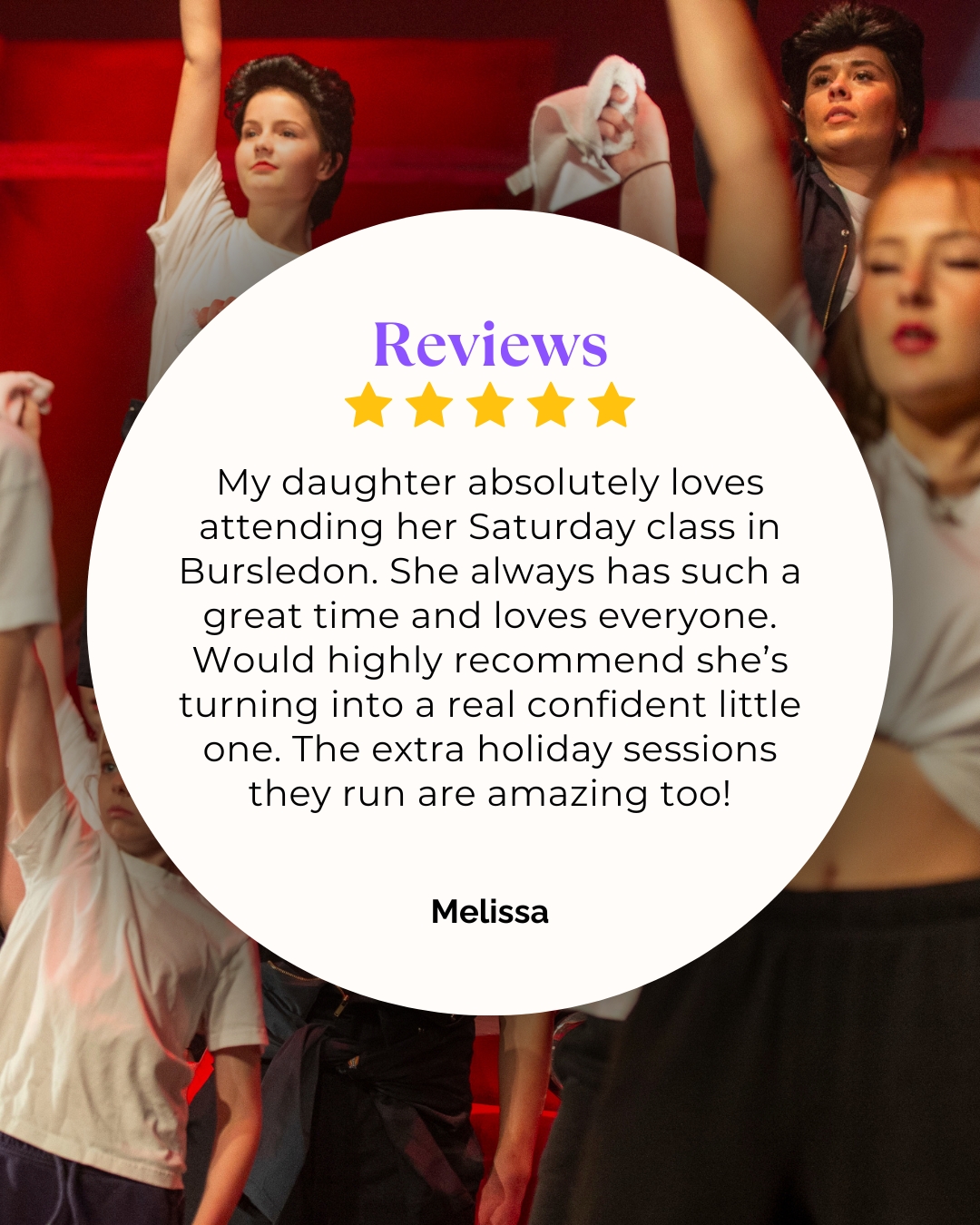 💜 We’re feeling so grateful for this lovely review from Melissa!
Her kind words remind us why we do what we do — creating a space where children can grow in confidence, build friendships, and fall in love with performing. 🌟
We’re so proud of the incredible progress our students make each week, and it’s such a joy to see their excitement, energy, and creativity shine through — both in class and in our extra holiday sessions.
Thank you to all the amazing families who are part of the Artisan Theatre School journey. Your support means the world to us! 💫
#ArtisanTheatreSchool #BursledonClasses #ParentReview #ConfidenceThroughCreativity #GratefulHeart #TheatreSchoolMagic #YouthTheatreUK #PerformingArtsForKids #HolidayWorkshops #StageStarsInTheMaking