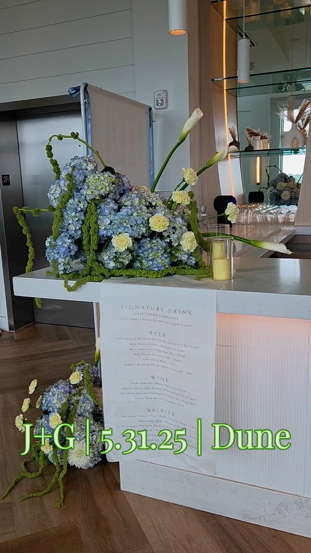 This was such a fun change of pace for us! The design was bold, modern, and full of personality - with a palette of chartreuse, butter yellow, and bright blue that totally popped in the space. We mixed in some tropical blooms for a unique twist, and included hydrangeas as a little nod to the bride’s Cape Cod roots (without going full-on coastal). It was different from our usual style - and we had the best time bringing it to life.
.
Vendors:
Planner @capecodcelebrations @diazgram
Venue @wychmerebeachclub @wychmereevents
Photos @theleightonco
DJ @finetunedj
Celebrant @iwriteweddings
Makeup @glamdonewright
Hair @stacykauhnhair
Rentals @peakeventservices
Stationery @rebpetersletterpress
Transportation @capedestinations
Florals @gardenpartycapecod