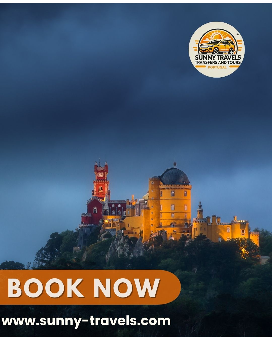 Discover the Magic of Sintra with Sunny Travels
Nestled in the lush hills just outside Lisbon, Sintra is like a page torn from a fairy tale. On our private Sintra Tour, you’ll explore stunning palaces, romantic gardens and narrow cobbled streets filled with charm and history.
One of the highlights? Palácio da Pena, a masterpiece of 19th-century Romanticism that seems to float above the clouds. Did you know that the palace was built on the ruins of an old monastery, and that its bright colours were only restored in the 1990s after decades of being hidden under grey tones?
With Sunny Travels, you won’t just see the sights — you’ll hear the stories behind them, avoid the tourist rush, and enjoy the comfort of a tailored experience, just for you.
👉 Book your Sintra Tour at www.sunny-travels.com and make your visit unforgettable.